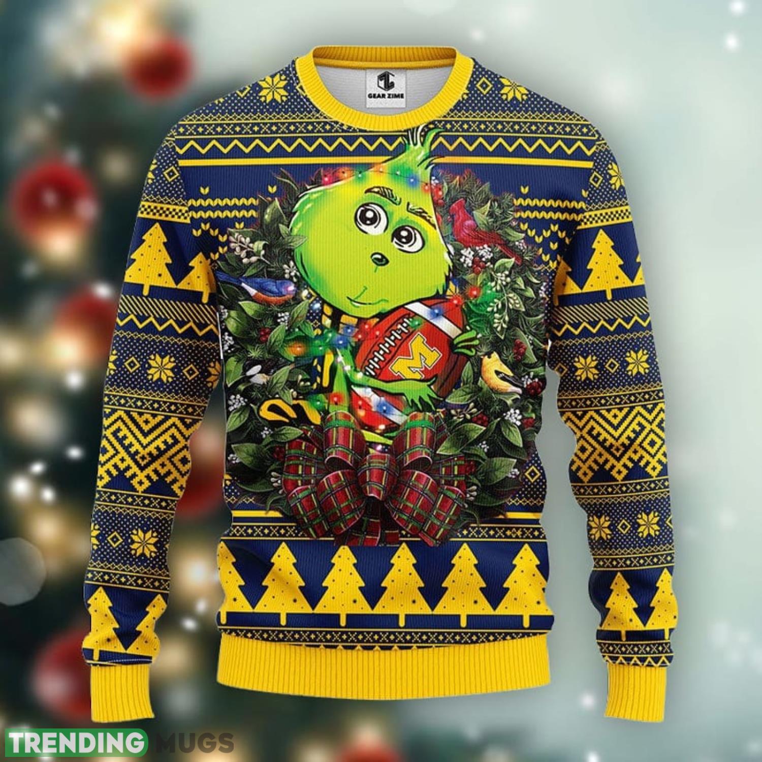 Michigan Wolverines Grinch Hug Christmas Ugly Sweater 3D Christmas Xmas Sweater Product Photo 1 Michigan Wolverines Grinch Hug Christmas Ugly Sweater 3D Christmas Xmas Sweater Product Photo 1