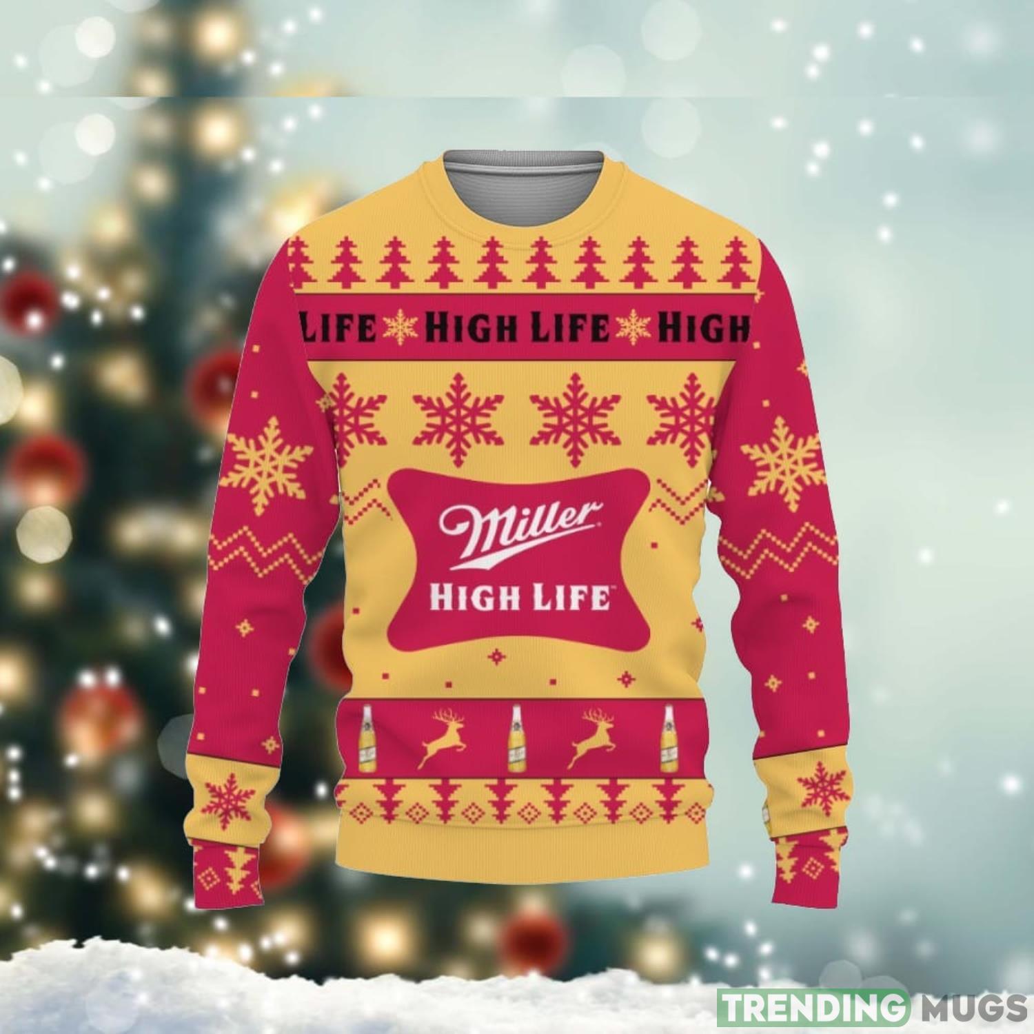 Miller High Life Beers Big Snowflake Pattern Ugly Christmas 3D Sweater Cute Gift For Men And Women Product Photo 1 Miller High Life Beers Big Snowflake Pattern Ugly Christmas 3D Sweater Cute Gift For Men And Women Product Photo 1