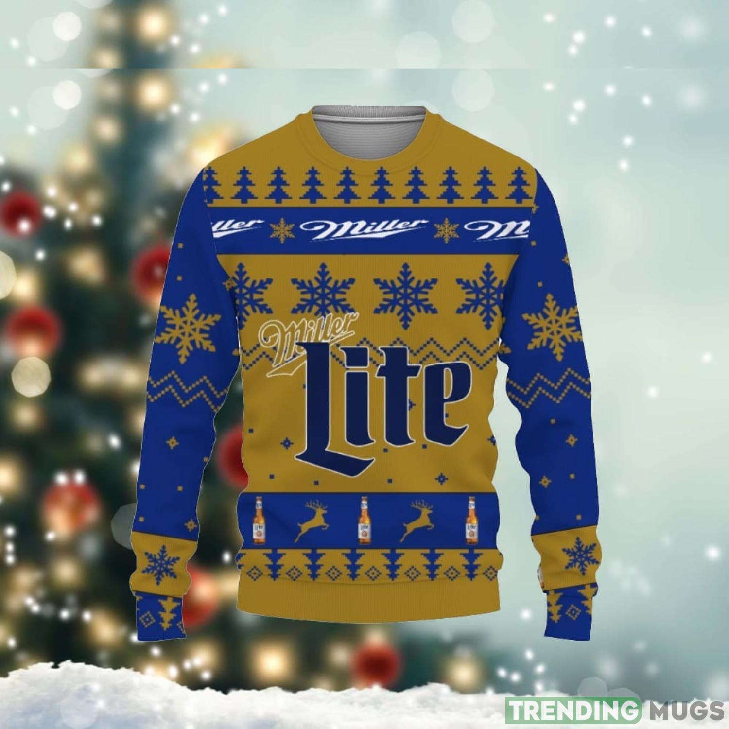 Miller Lite Beers Big Snowflake Pattern Ugly Christmas 3D Sweater Cute Gift For Men And Women Product Photo 1 Miller Lite Beers Big Snowflake Pattern Ugly Christmas 3D Sweater Cute Gift For Men And Women Product Photo 1