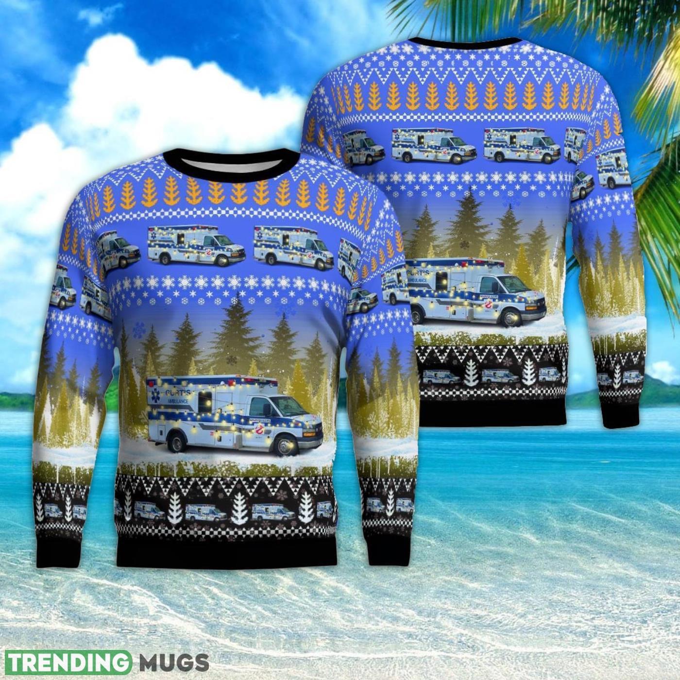 Milwaukee, Wisconsin, Curtis Ambulance AOP 3D Ugly Christmas Sweater Product Photo 1 Milwaukee, Wisconsin, Curtis Ambulance AOP 3D Ugly Christmas Sweater Product Photo 1