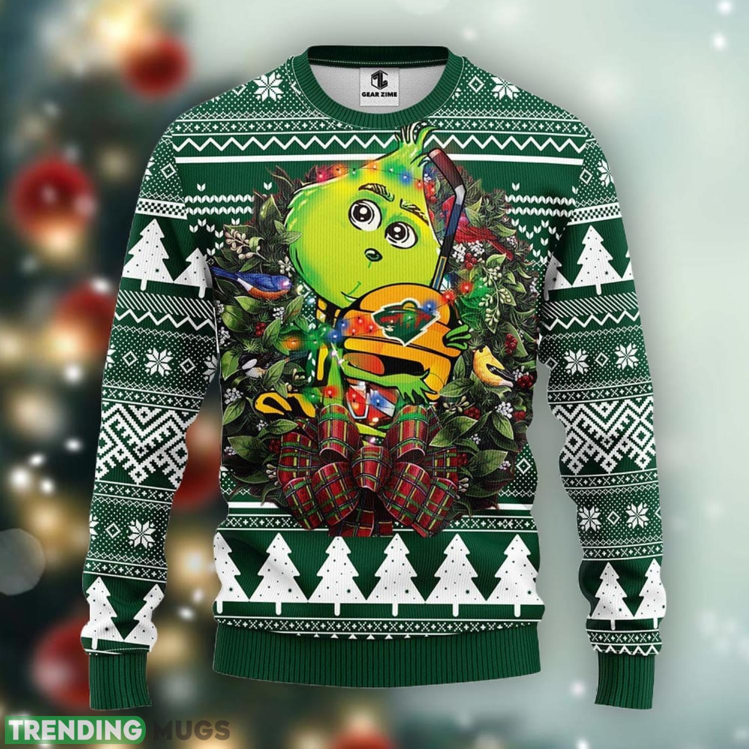 Minnesota Wild Grinch Hug Xmas Ugly Christmas Sweater Best Christmas Gift Ideas Product Photo 1 Minnesota Wild Grinch Hug Xmas Ugly Christmas Sweater Best Christmas Gift Ideas Product Photo 1