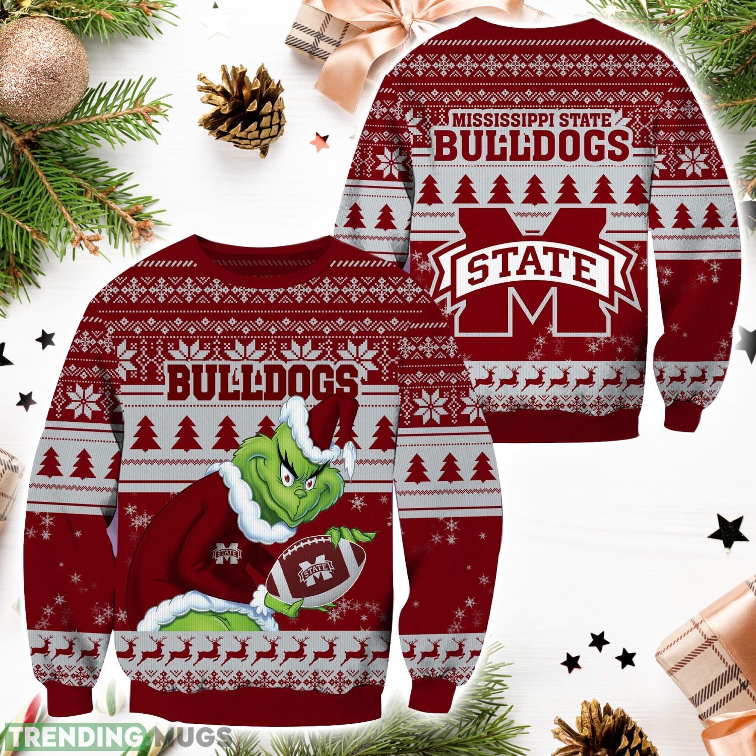Mississippi State Bulldogs NCAA Grinch Hug Logo Ugly Christmas Sweater Special Christmas Gift For Fans Product Photo 1 Mississippi State Bulldogs NCAA Grinch Hug Logo Ugly Christmas Sweater Special Christmas Gift For Fans Product Photo 1