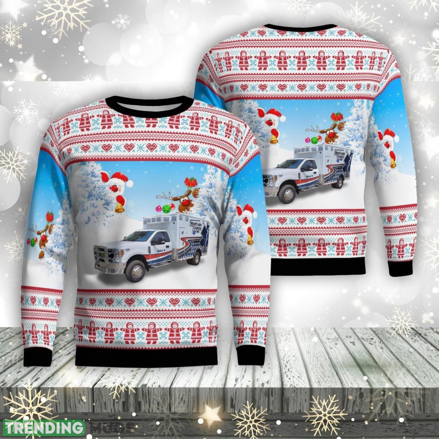 Montcalm County Emergency Services, Stanton, Michigan Christmas AOP Ugly Sweater Gift For Christmas Product Photo 1 Montcalm County Emergency Services, Stanton, Michigan Christmas AOP Ugly Sweater Gift For Christmas Product Photo 1