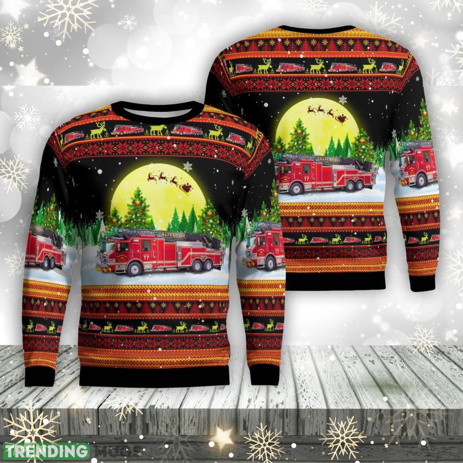 Naperville, Illinois, Naperville Fire Department AOP Ugly Sweater Xmas Christmas Gift Product Photo 1 Naperville, Illinois, Naperville Fire Department AOP Ugly Sweater Xmas Christmas Gift Product Photo 1