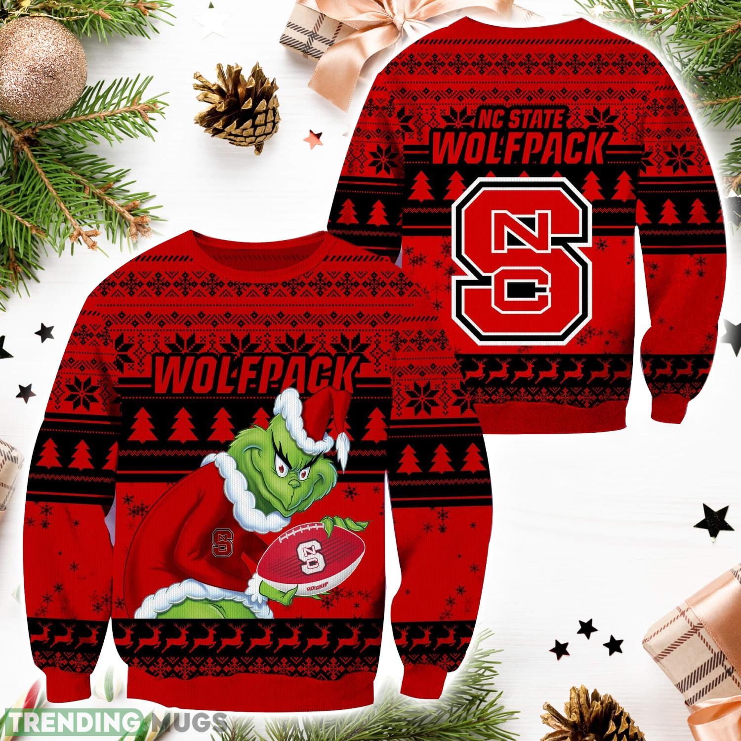 NC State Wolfpack NCAA Grinch Hug Logo Ugly Christmas Sweater Special Christmas Gift For Fans Product Photo 1 NC State Wolfpack NCAA Grinch Hug Logo Ugly Christmas Sweater Special Christmas Gift For Fans Product Photo 1