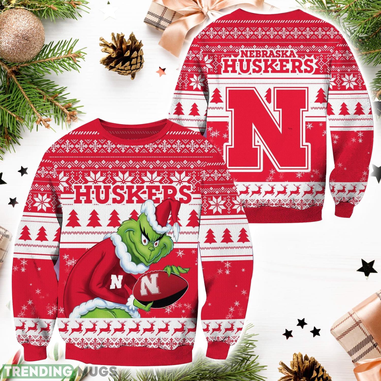 Nebraska Cornhuskers NCAA Grinch Hug Logo Ugly Christmas Sweater Special Christmas Gift For Fans Product Photo 1 Nebraska Cornhuskers NCAA Grinch Hug Logo Ugly Christmas Sweater Special Christmas Gift For Fans Product Photo 1