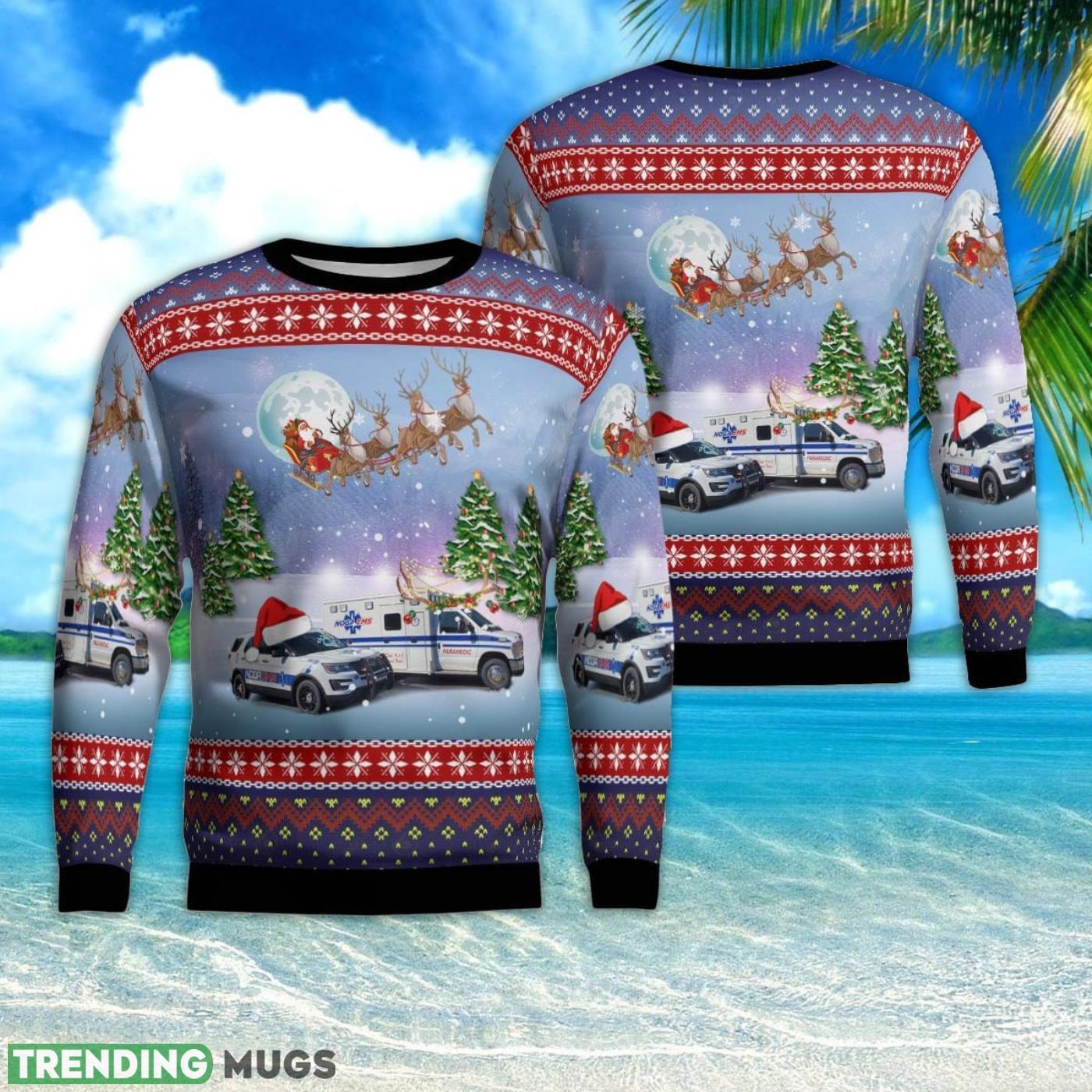 New Castle, Pennsylvania, Noga Ambulance Christmas 3D Ugly Christmas Sweater Product Photo 1 New Castle, Pennsylvania, Noga Ambulance Christmas 3D Ugly Christmas Sweater Product Photo 1