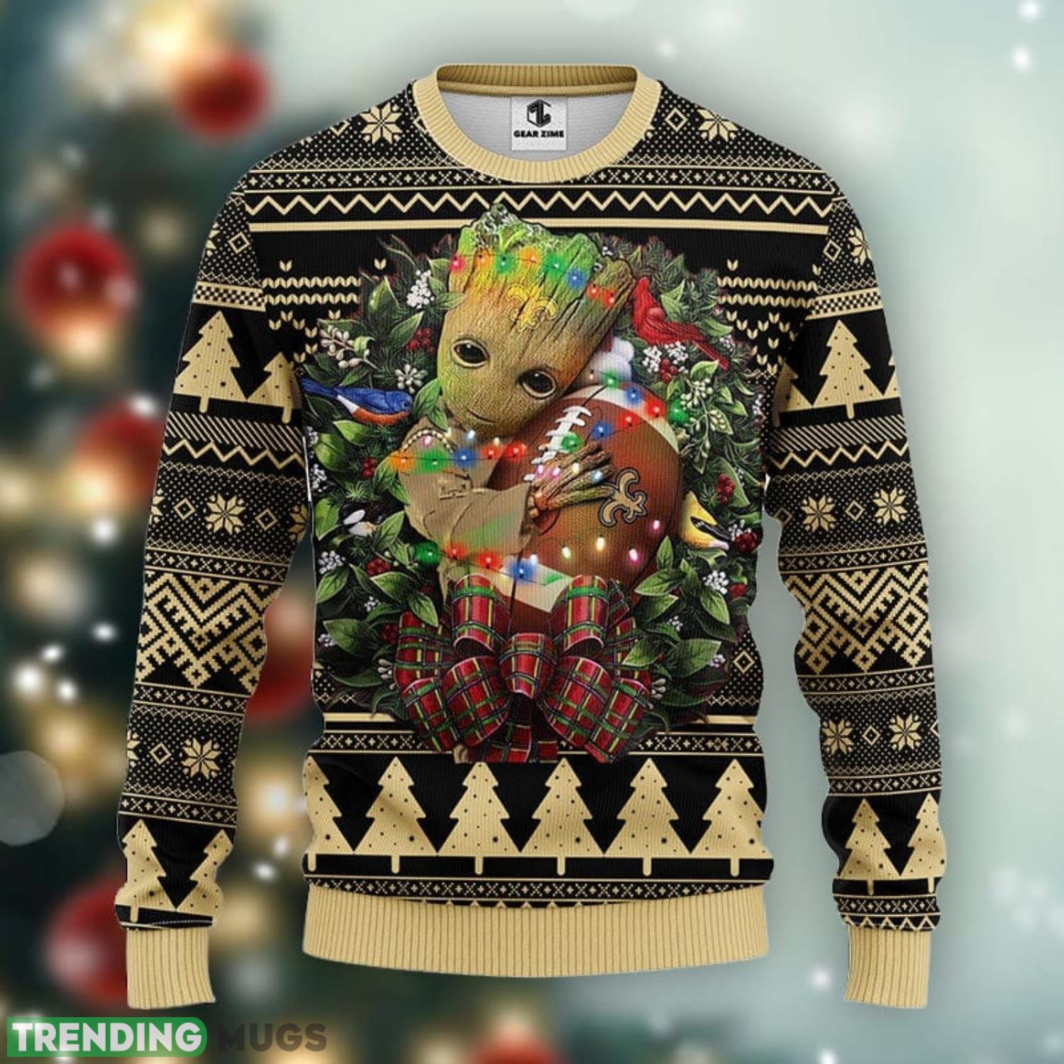New Orleans Saints Groot Hug Xmas Ugly Christmas Sweater Best Christmas Gift Ideas Product Photo 1 New Orleans Saints Groot Hug Xmas Ugly Christmas Sweater Best Christmas Gift Ideas Product Photo 1