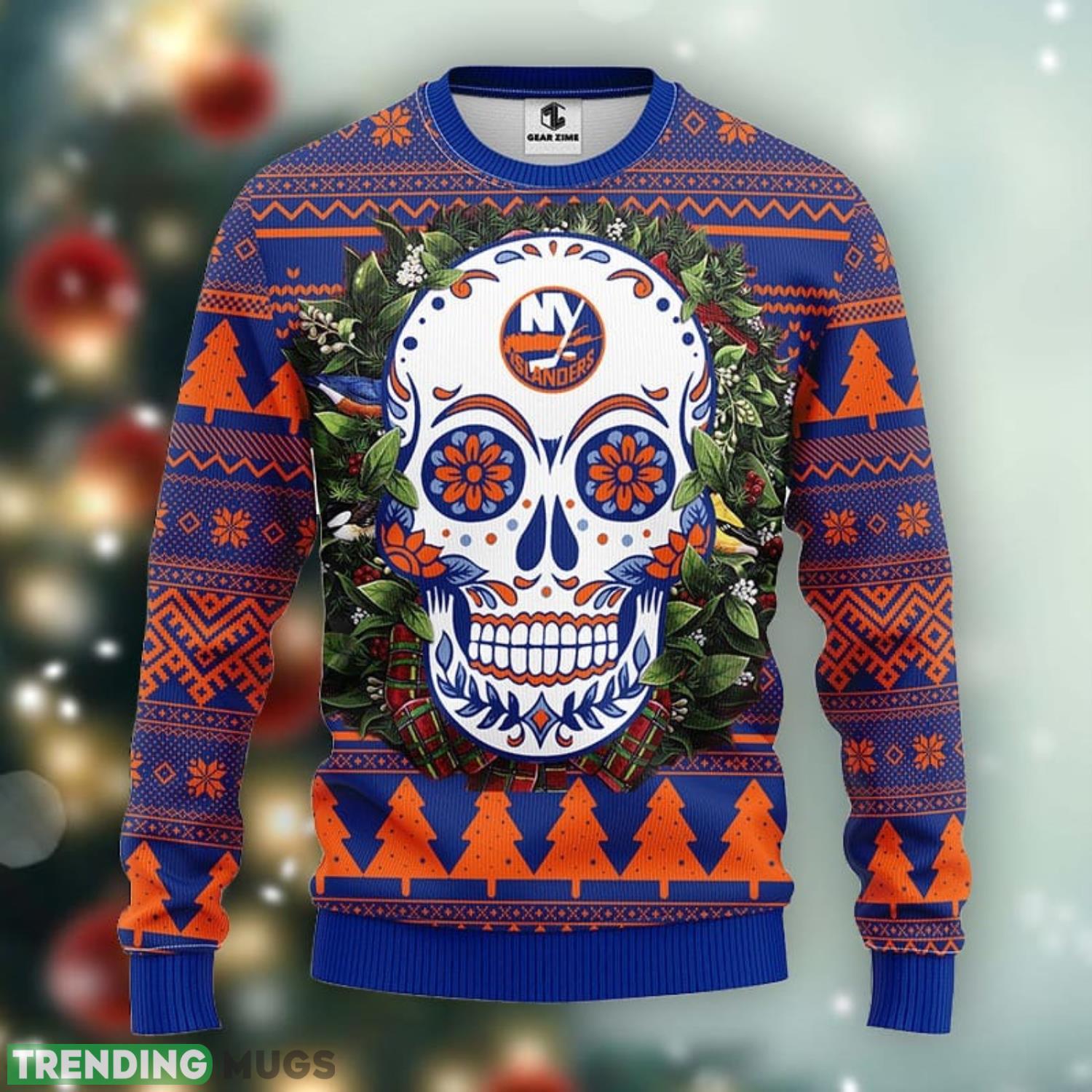 New York Islanders Skull Flower Ugly Xmas Ugly Christmas Sweater Best Christmas Gift Ideas Product Photo 1 New York Islanders Skull Flower Ugly Xmas Ugly Christmas Sweater Best Christmas Gift Ideas Product Photo 1