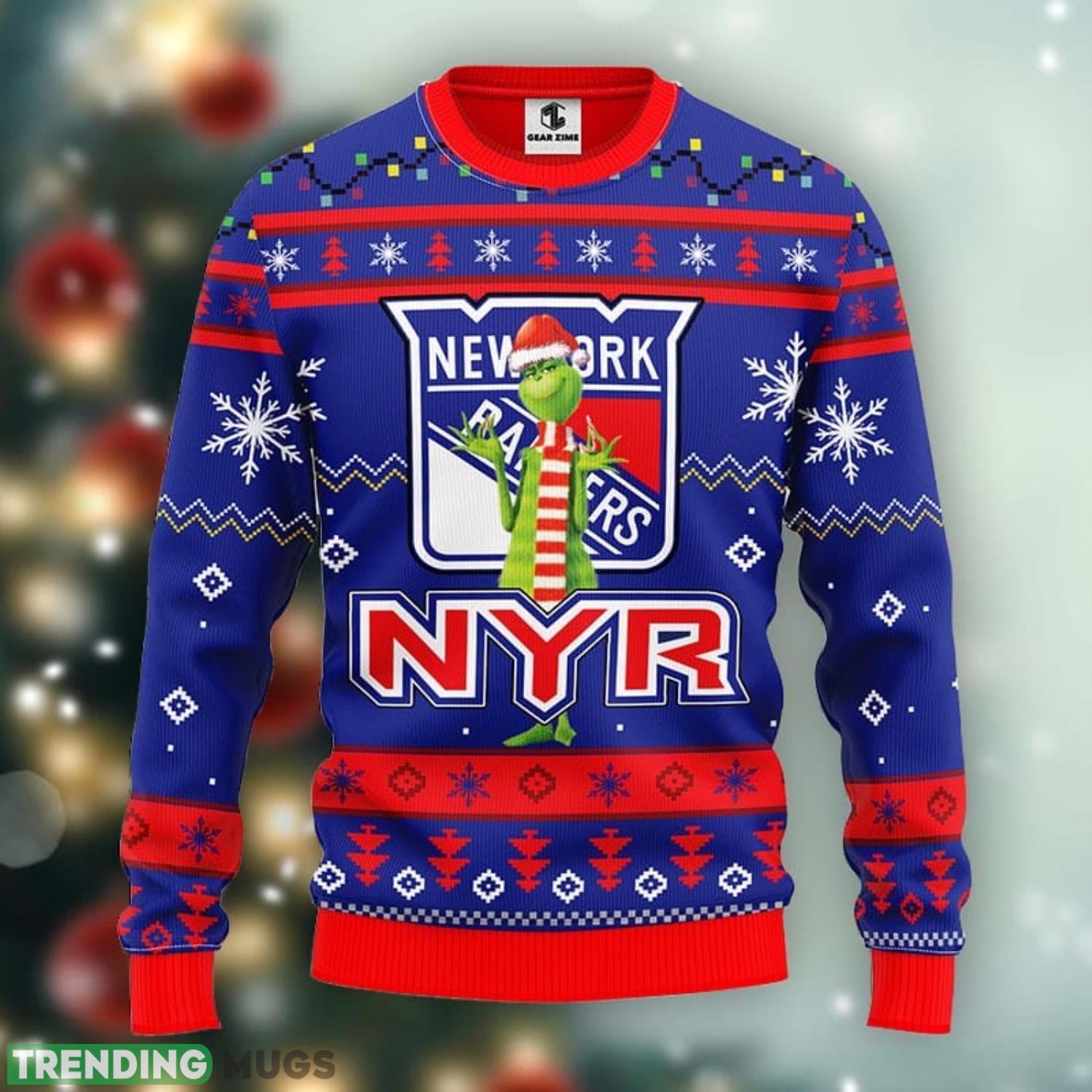New York Rangers Funny Grinch Christmas Ugly Sweater 3D Christmas Xmas Sweater Product Photo 1 New York Rangers Funny Grinch Christmas Ugly Sweater 3D Christmas Xmas Sweater Product Photo 1
