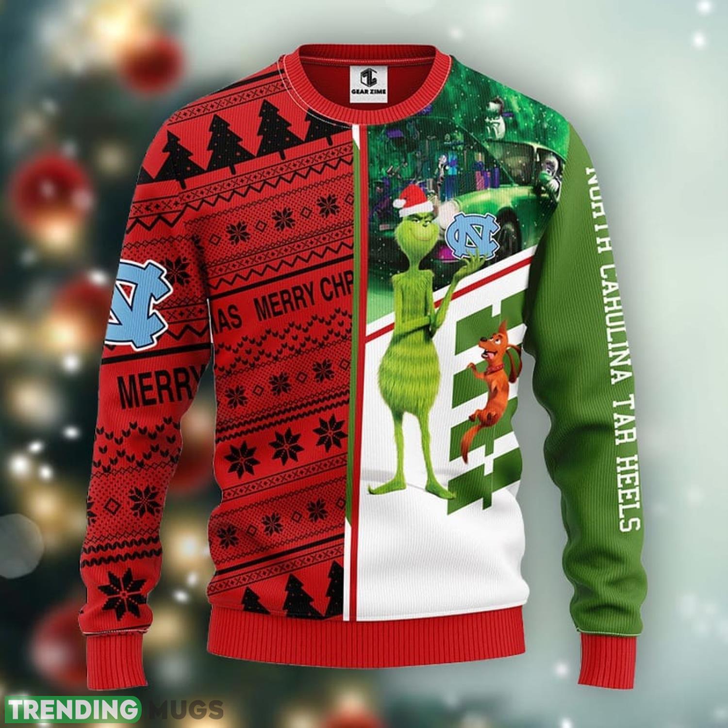 North Carolina Tar Heels Grinch & Scooby-doo Xmas Ugly Christmas Sweater Best Christmas Gift Ideas Product Photo 1 North Carolina Tar Heels Grinch & Scooby-doo Xmas Ugly Christmas Sweater Best Christmas Gift Ideas Product Photo 1