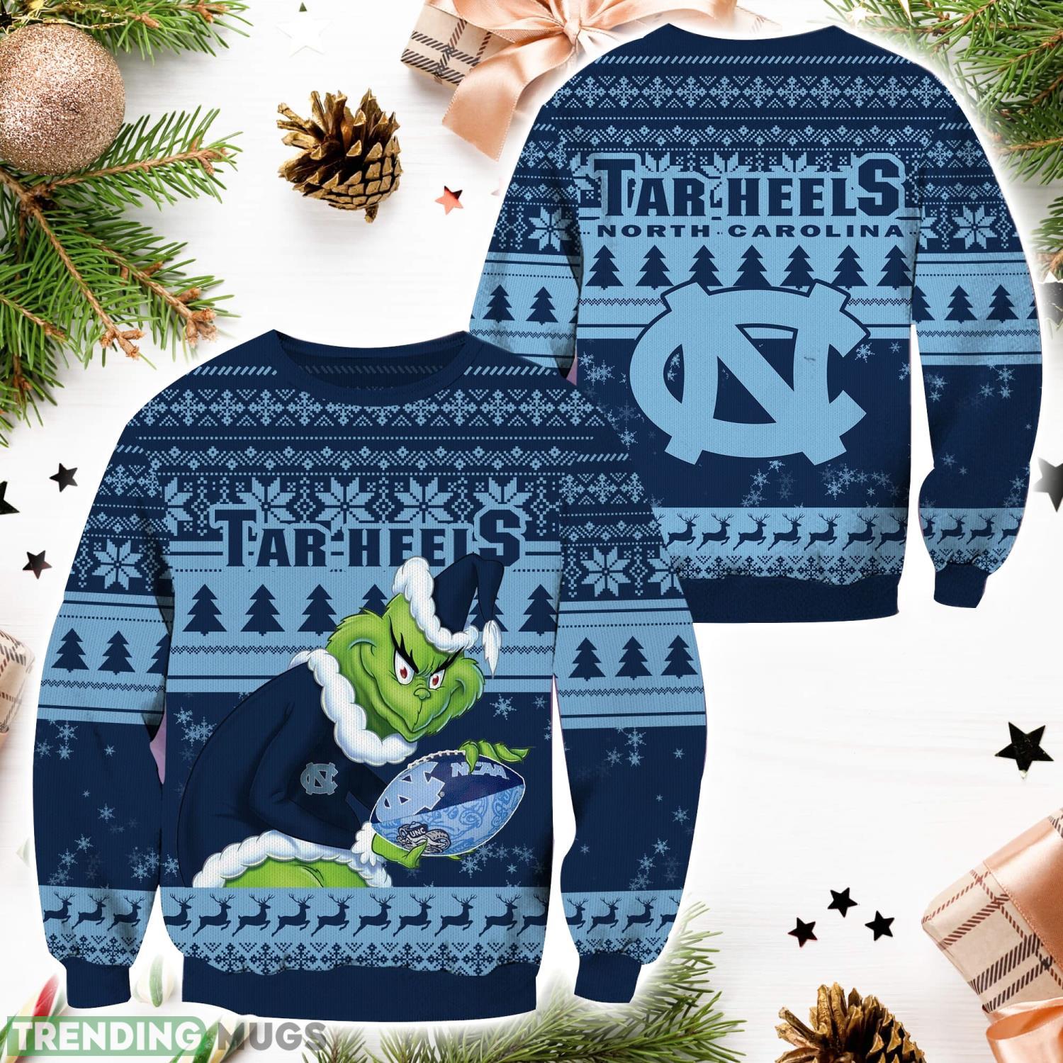 North Carolina Tar Heels NCAA Grinch Hug Logo Ugly Christmas Sweater Special Christmas Gift For Fans Product Photo 1 North Carolina Tar Heels NCAA Grinch Hug Logo Ugly Christmas Sweater Special Christmas Gift For Fans Product Photo 1