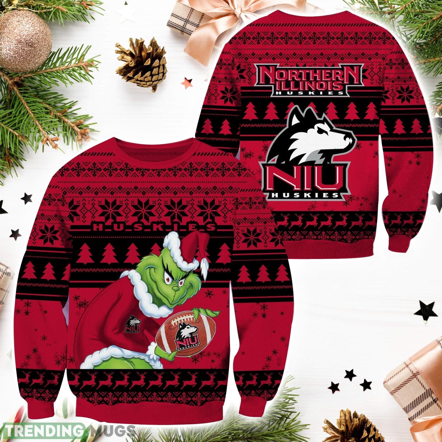 Northern Illinois Huskies NCAA Grinch Hug Logo Ugly Christmas Sweater Special Christmas Gift For Fans Product Photo 1 Northern Illinois Huskies NCAA Grinch Hug Logo Ugly Christmas Sweater Special Christmas Gift For Fans Product Photo 1