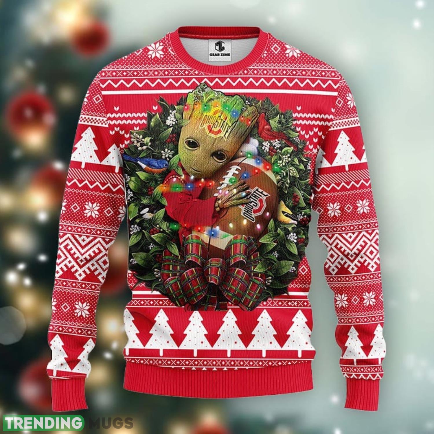 Ohio State Buckeyes Groot Hug Christmas Ugly Sweater Sport Christmas Gift Ideas Product Photo 1 Ohio State Buckeyes Groot Hug Christmas Ugly Sweater Sport Christmas Gift Ideas Product Photo 1