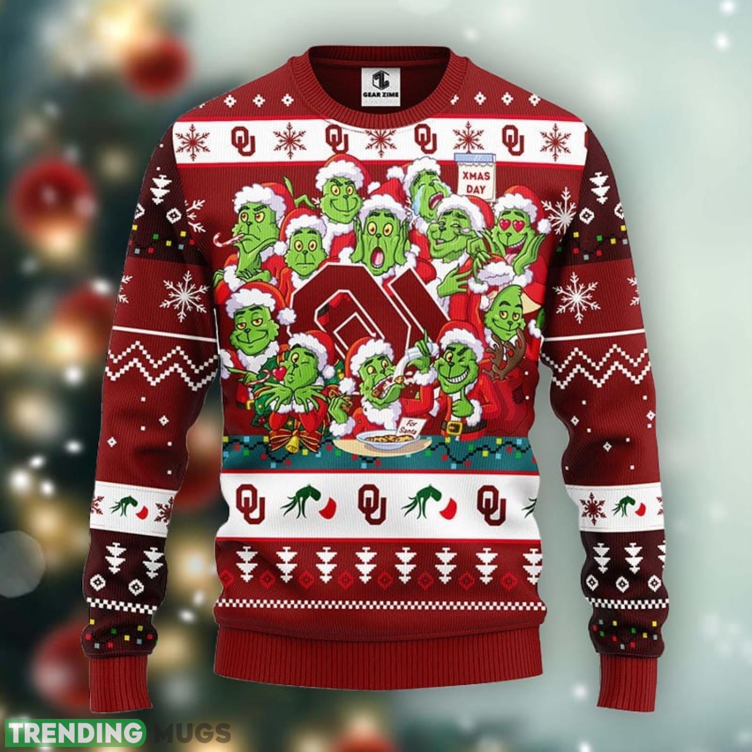 Oklahoma Sooners 12 Grinch Xmas Day Ugly Christmas Sweater For Sport Fans Christmas Gift Product Photo 1 Oklahoma Sooners 12 Grinch Xmas Day Ugly Christmas Sweater For Sport Fans Christmas Gift Product Photo 1