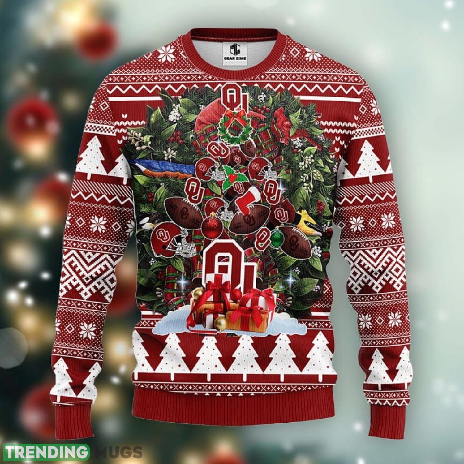 Oklahoma Sooners Tree Ugly Christmas Sweater Warm Gift For Christmas Product Photo 1