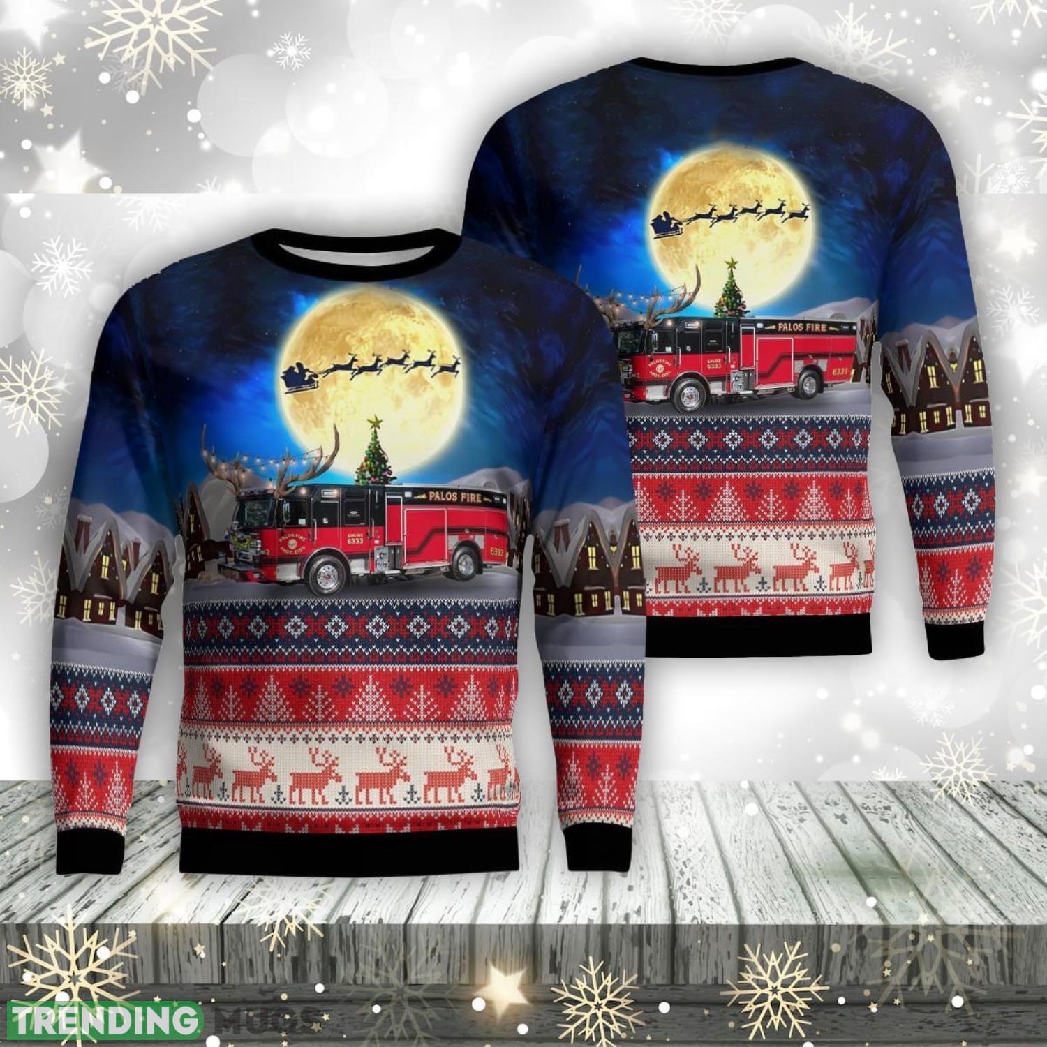 Palos Park, Illinois, Palos Fire Protection District AOP Ugly Sweater Xmas Christmas Gift Product Photo 1 Palos Park, Illinois, Palos Fire Protection District AOP Ugly Sweater Xmas Christmas Gift Product Photo 1
