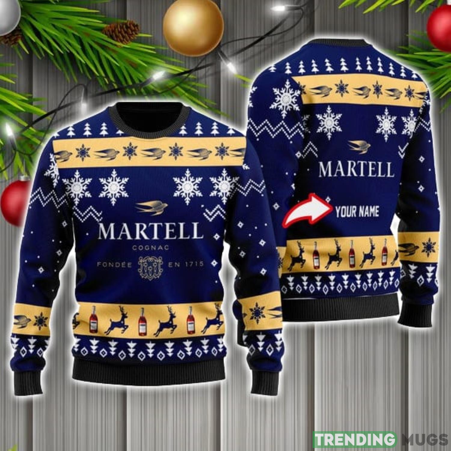 Personalized Name Funny Martell Cognac Ugly Christmas Sweater Christmas Gift Ideas Product Photo 1