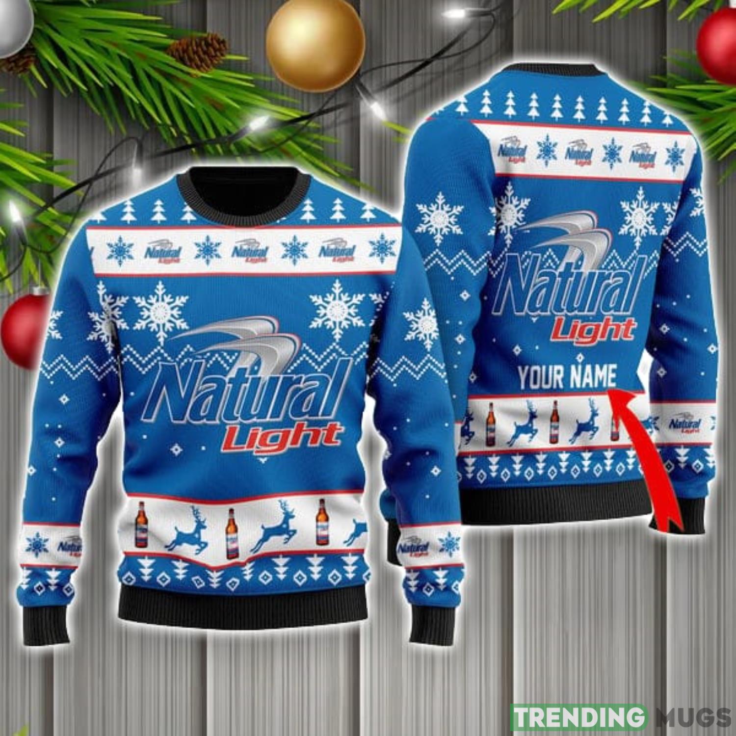 Personalized Name Funny Natural Light Ugly Christmas Sweater Christmas Gift Ideas Product Photo 1 Personalized Name Funny Natural Light Ugly Christmas Sweater Christmas Gift Ideas Product Photo 1