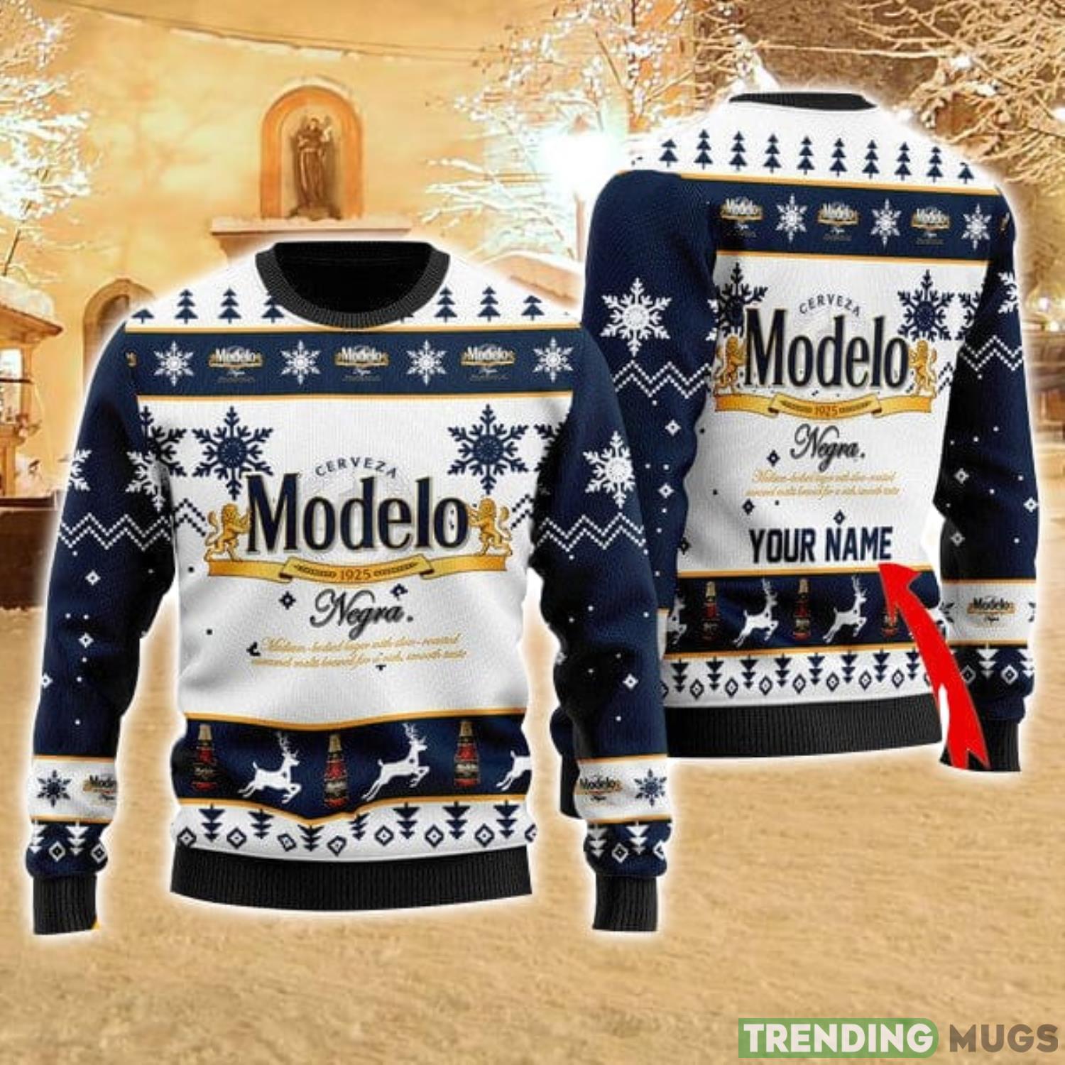Personalized Name Modelo Beer 3D Ugly Christmas Sweater Christmas Gift Ideas Family Gift Product Photo 1
