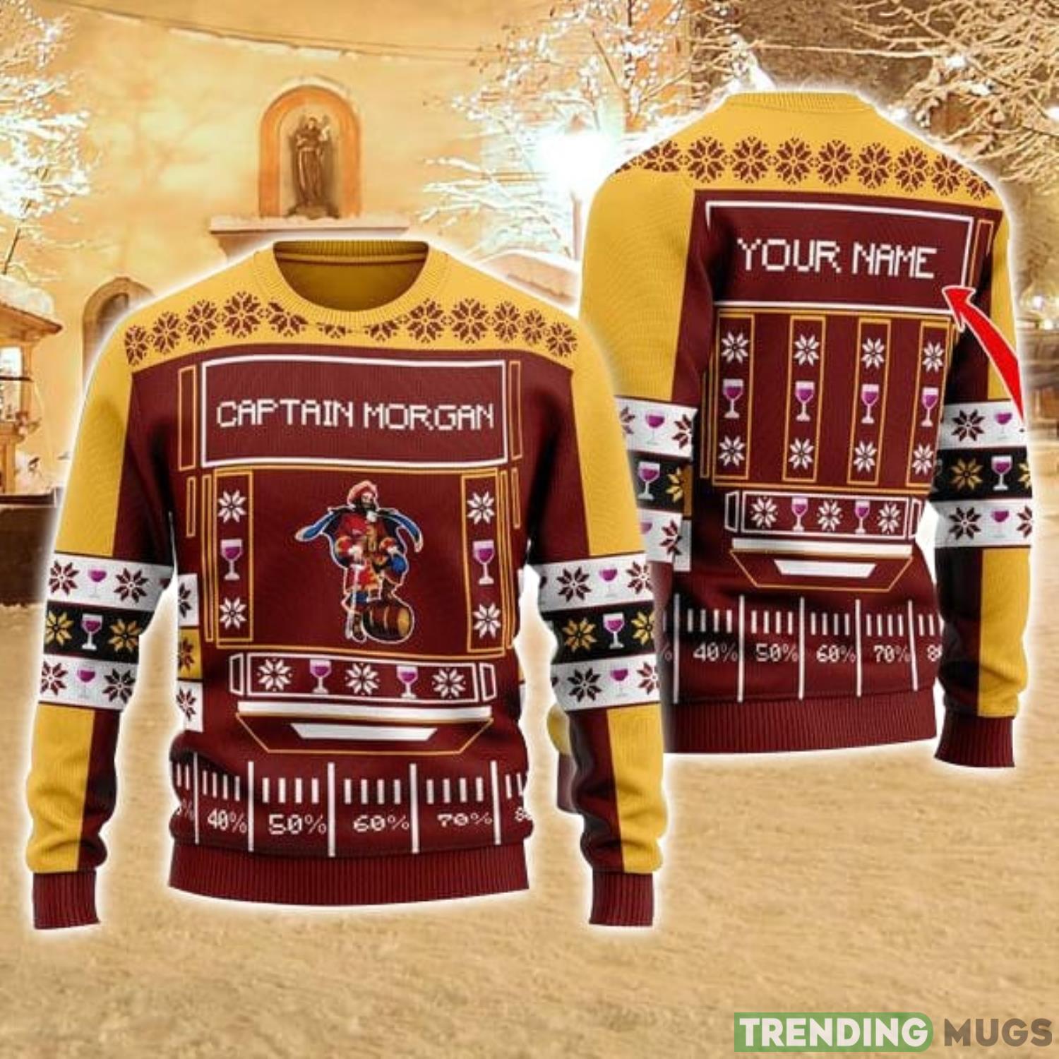 Personalized Name Snowy Captain Morgan 3D Ugly Christmas Sweater Christmas Gift Ideas Family Gift Product Photo 1 Personalized Name Snowy Captain Morgan 3D Ugly Christmas Sweater Christmas Gift Ideas Family Gift Product Photo 1