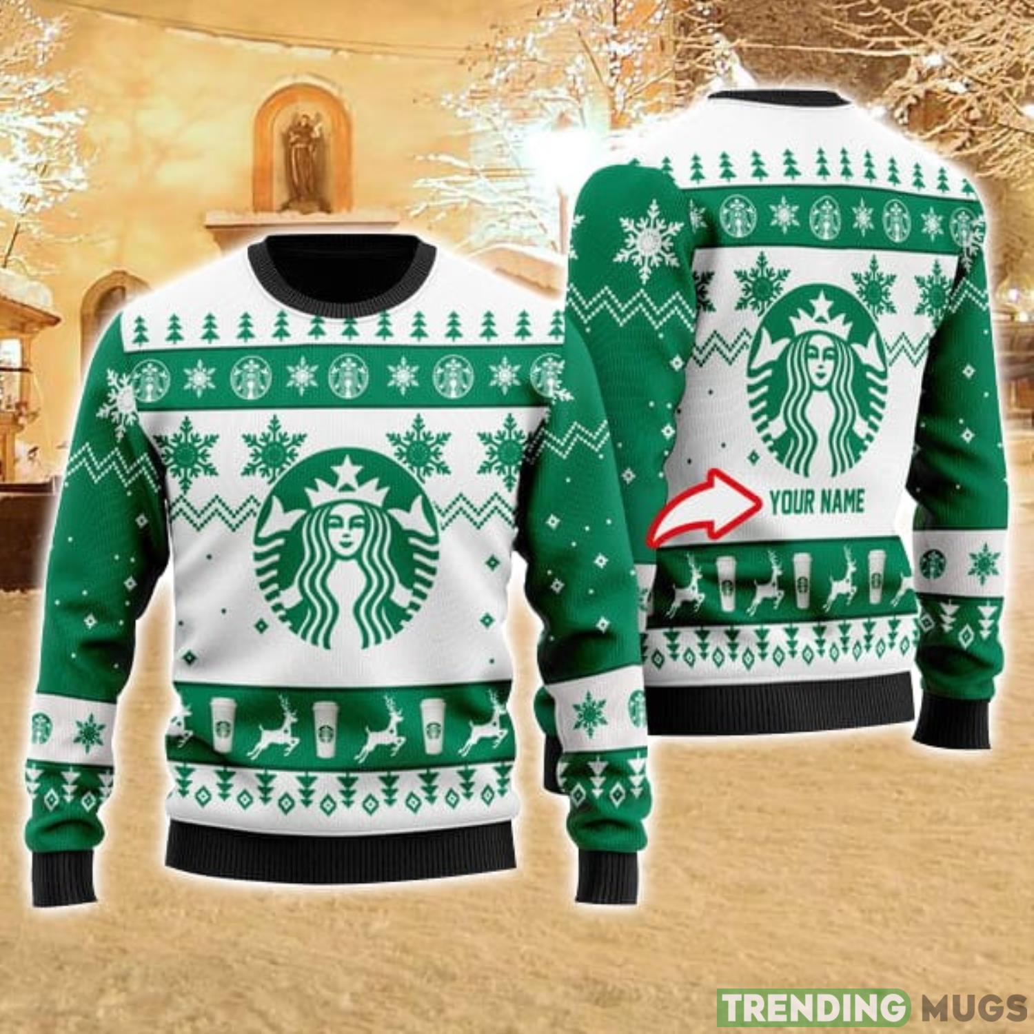 Personalized Name Starbucks Christmas Ugly Sweater Christmas Gift Ideas Family Gift Product Photo 1 Personalized Name Starbucks Christmas Ugly Sweater Christmas Gift Ideas Family Gift Product Photo 1