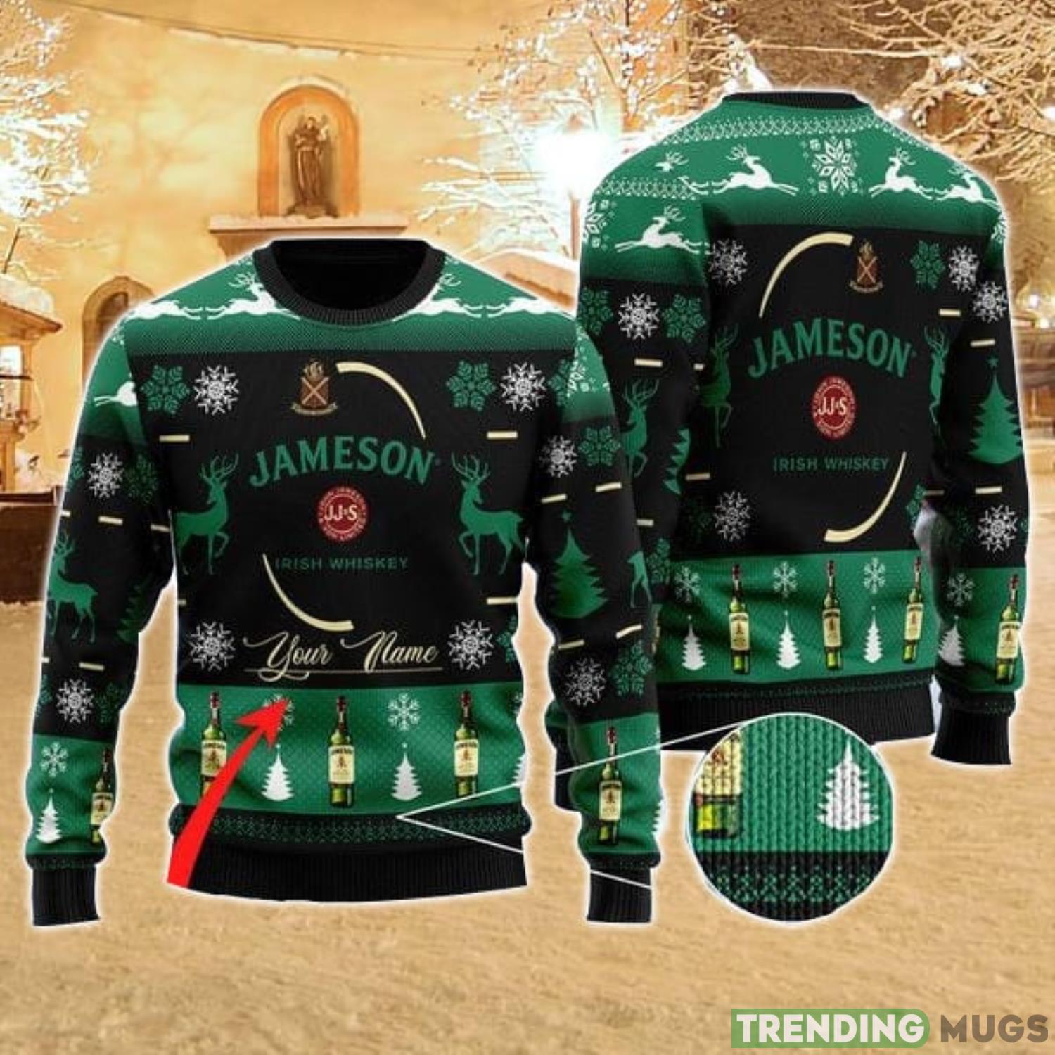 Personalized Name Sweety Jameson Whiskey 3D Ugly Christmas Sweater Christmas Gift Ideas Family Gift Product Photo 1