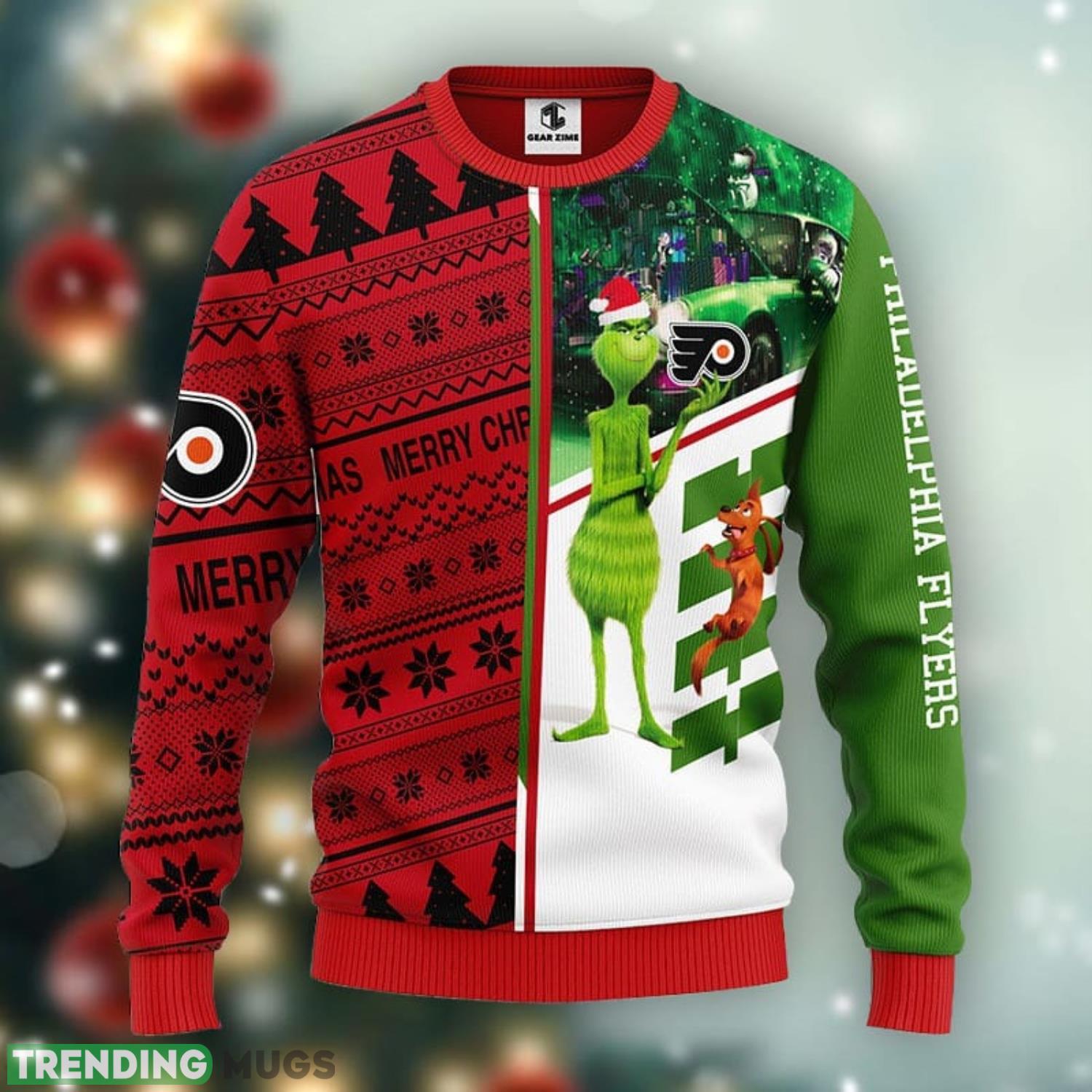 Philadelphia Flyers Grinch & Scooby-doo Ugly Christmas Sweater For Sport Fans Christmas Gift Product Photo 1