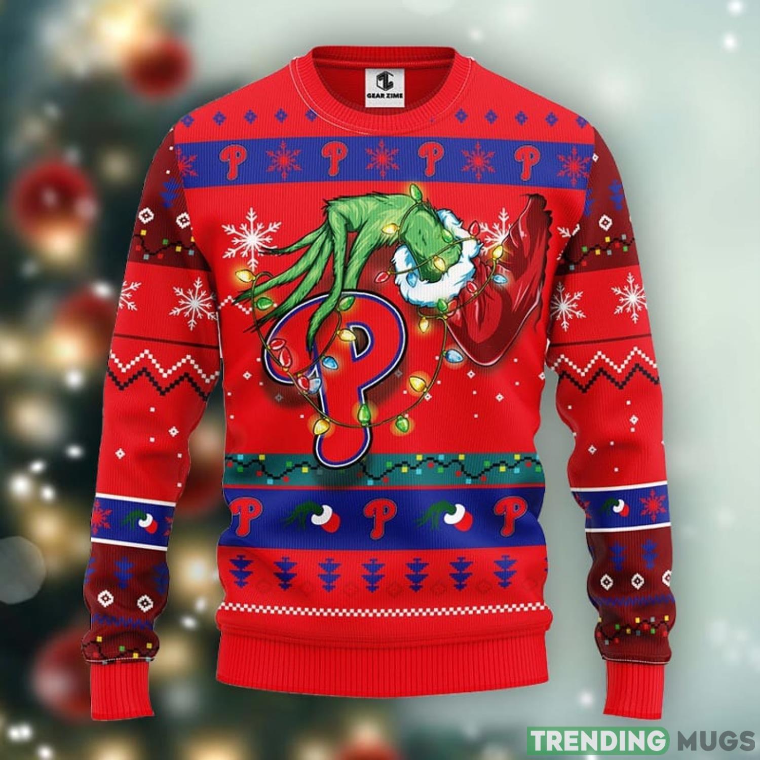 Philadelphia Phillies Grinch Christmas Ugly Sweater 3D Christmas Xmas Sweater Product Photo 1