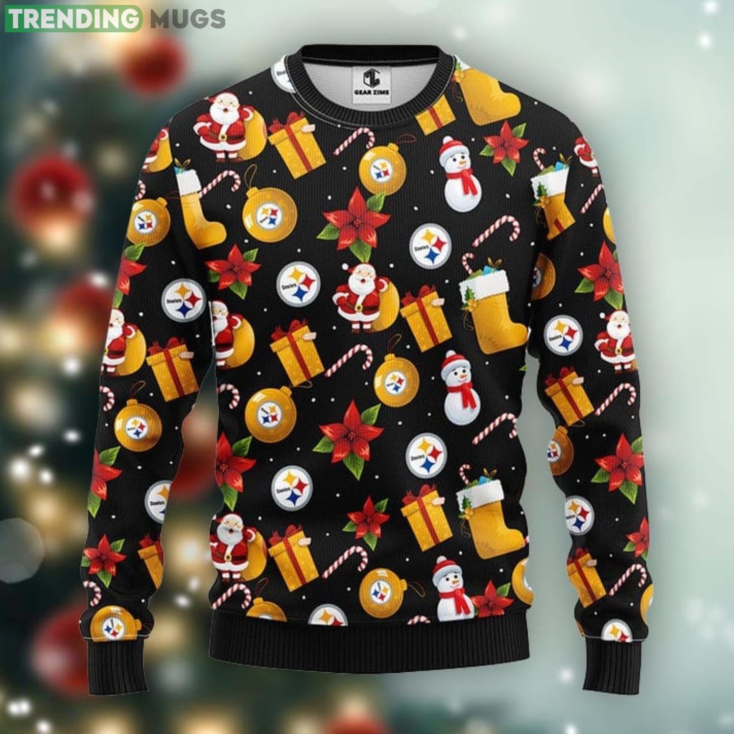 Pittsburgh Steelers Santa Claus Snowman Xmas Ugly Christmas Sweater Best Christmas Gift Ideas Product Photo 1 Pittsburgh Steelers Santa Claus Snowman Xmas Ugly Christmas Sweater Best Christmas Gift Ideas Product Photo 1