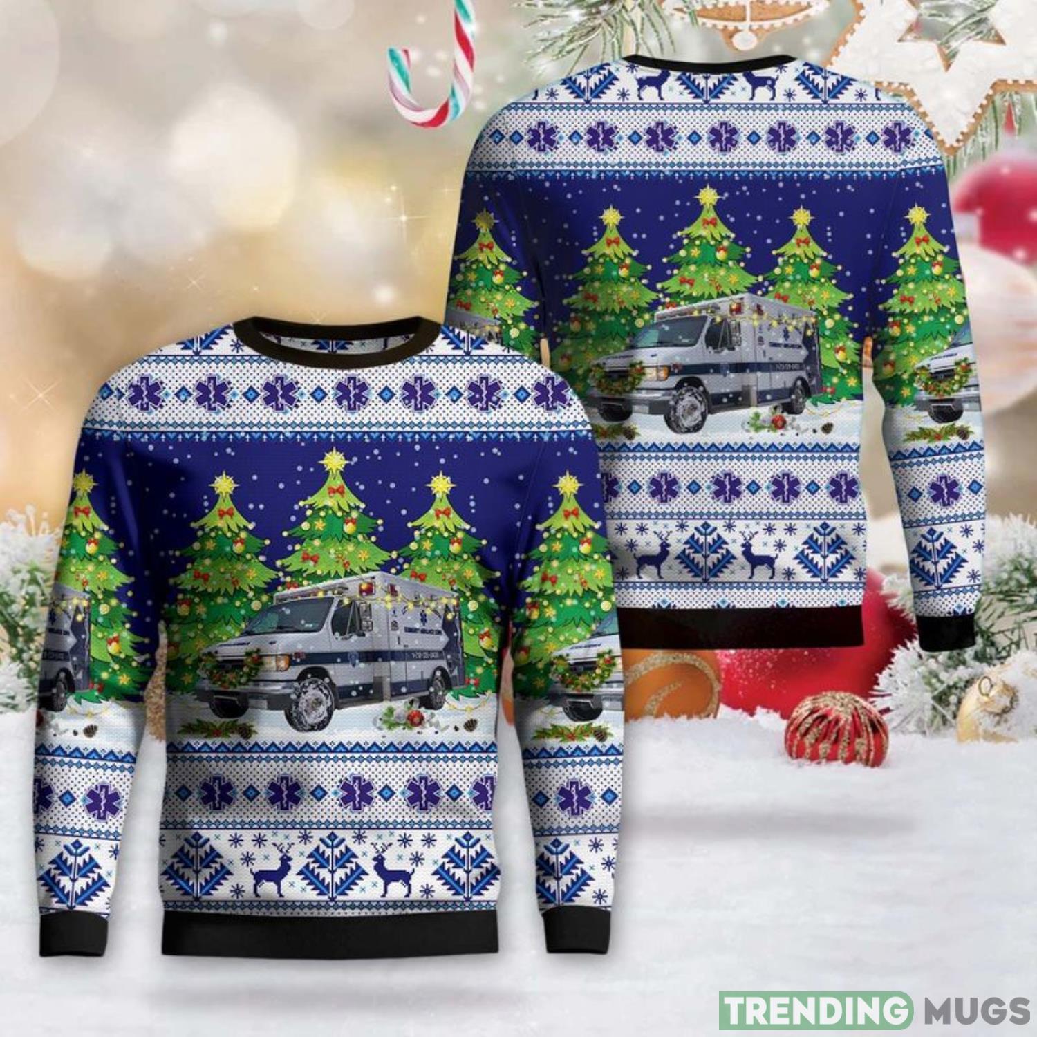 Queens, New York, Little Neck - Douglaston Community Ambulance Corps AOP Ugly Sweater Men And Women Christmas Gift Product Photo 1 Queens, New York, Little Neck - Douglaston Community Ambulance Corps AOP Ugly Sweater Men And Women Christmas Gift Product Photo 1
