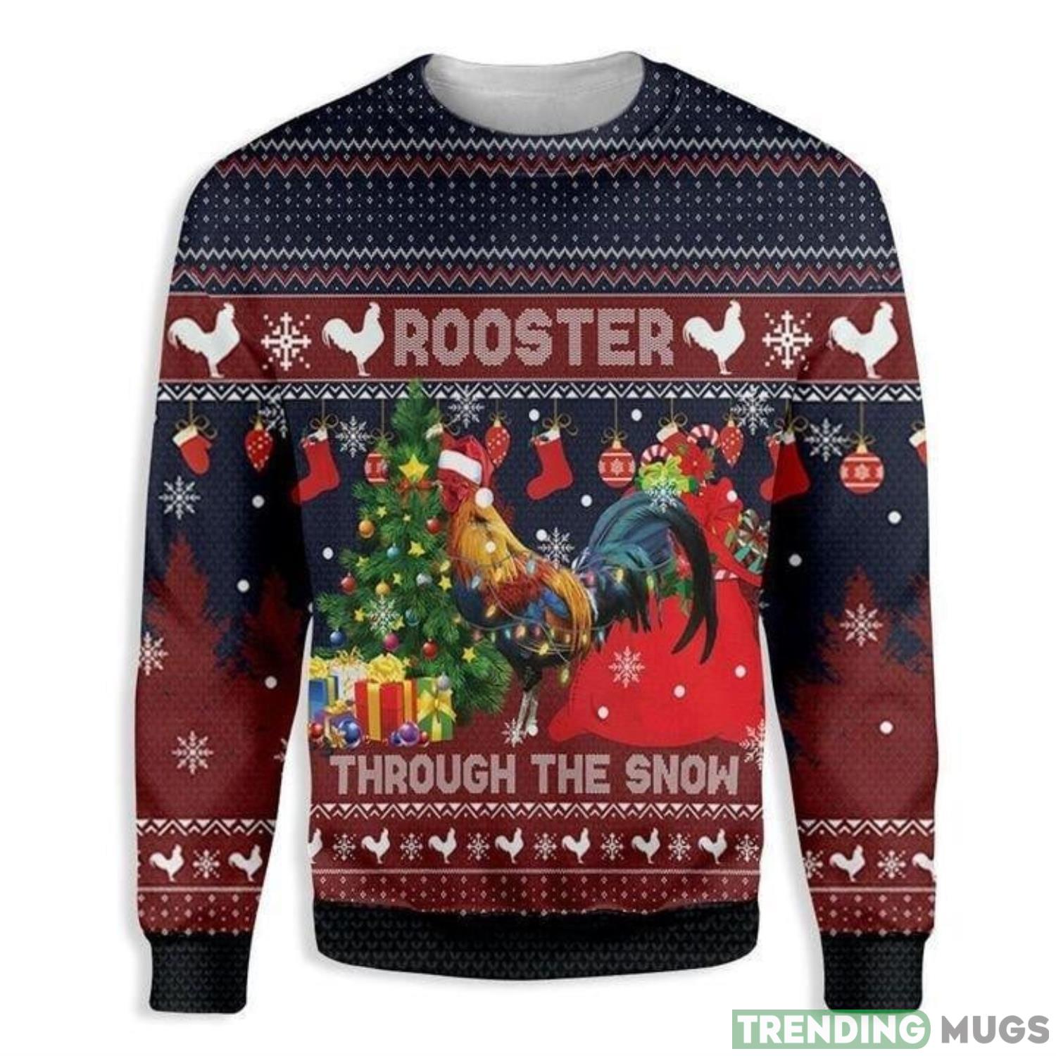 Rooster Through The Snow Ugly Christmas Sweater Product Photo 1 Rooster Through The Snow Ugly Christmas Sweater Product Photo 1