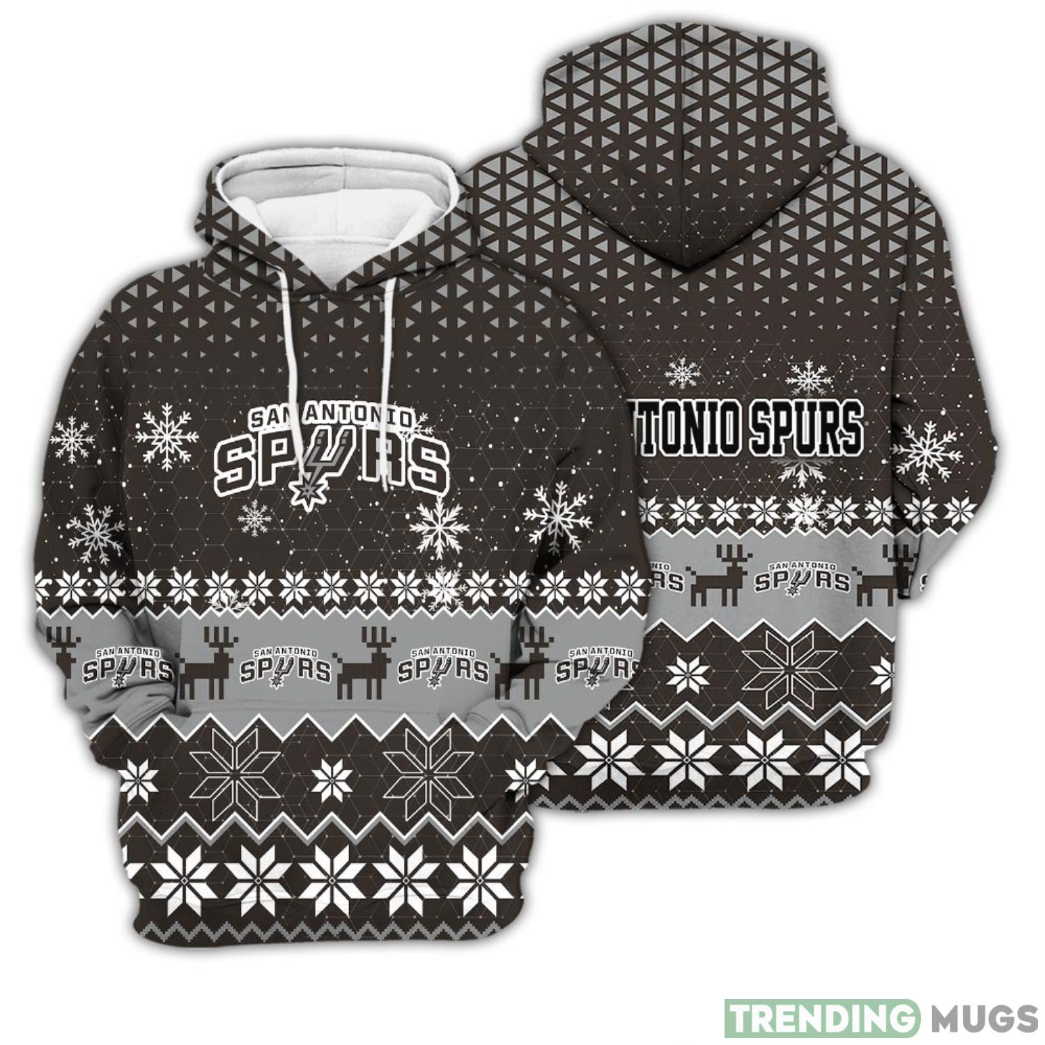 San Antonio Spurs Sports Football American Big Snowflake Pattern Unisex 3D Hoodie Men And Women Christmas Gift Unisex 3D Hoodie Product Photo 1
