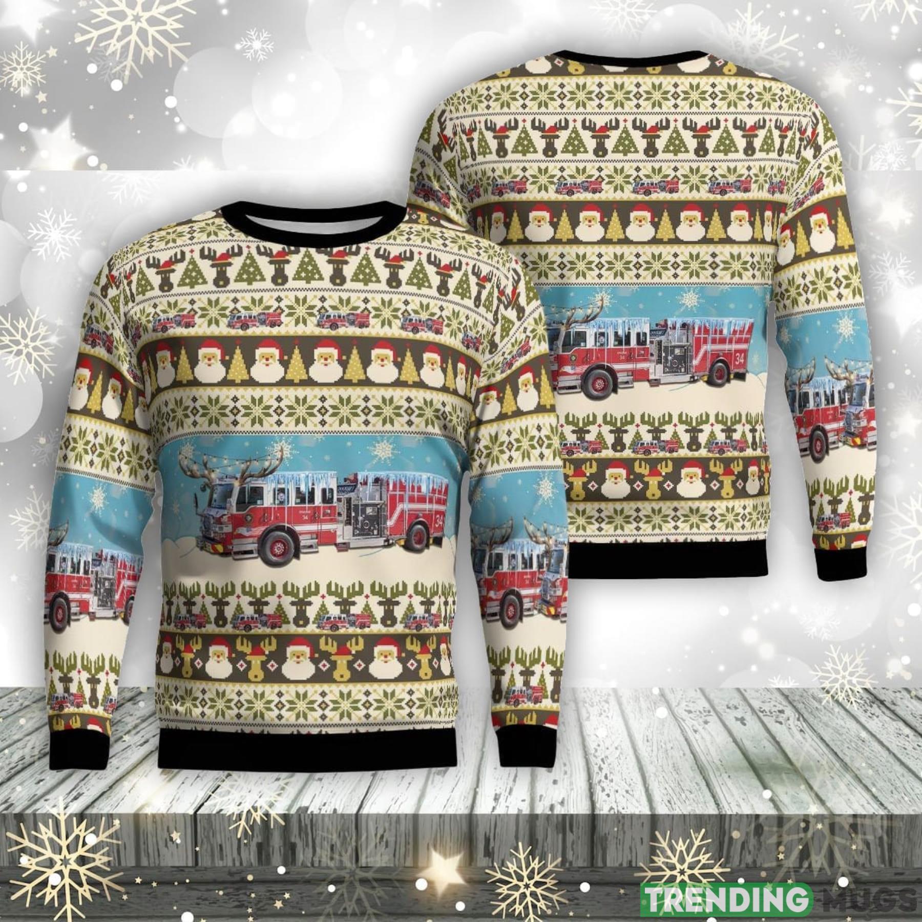 San Antonio, Texas, San Antonio Fire Department AOP Ugly Sweater Christmas Gift Product Photo 1 San Antonio, Texas, San Antonio Fire Department AOP Ugly Sweater Christmas Gift Product Photo 1