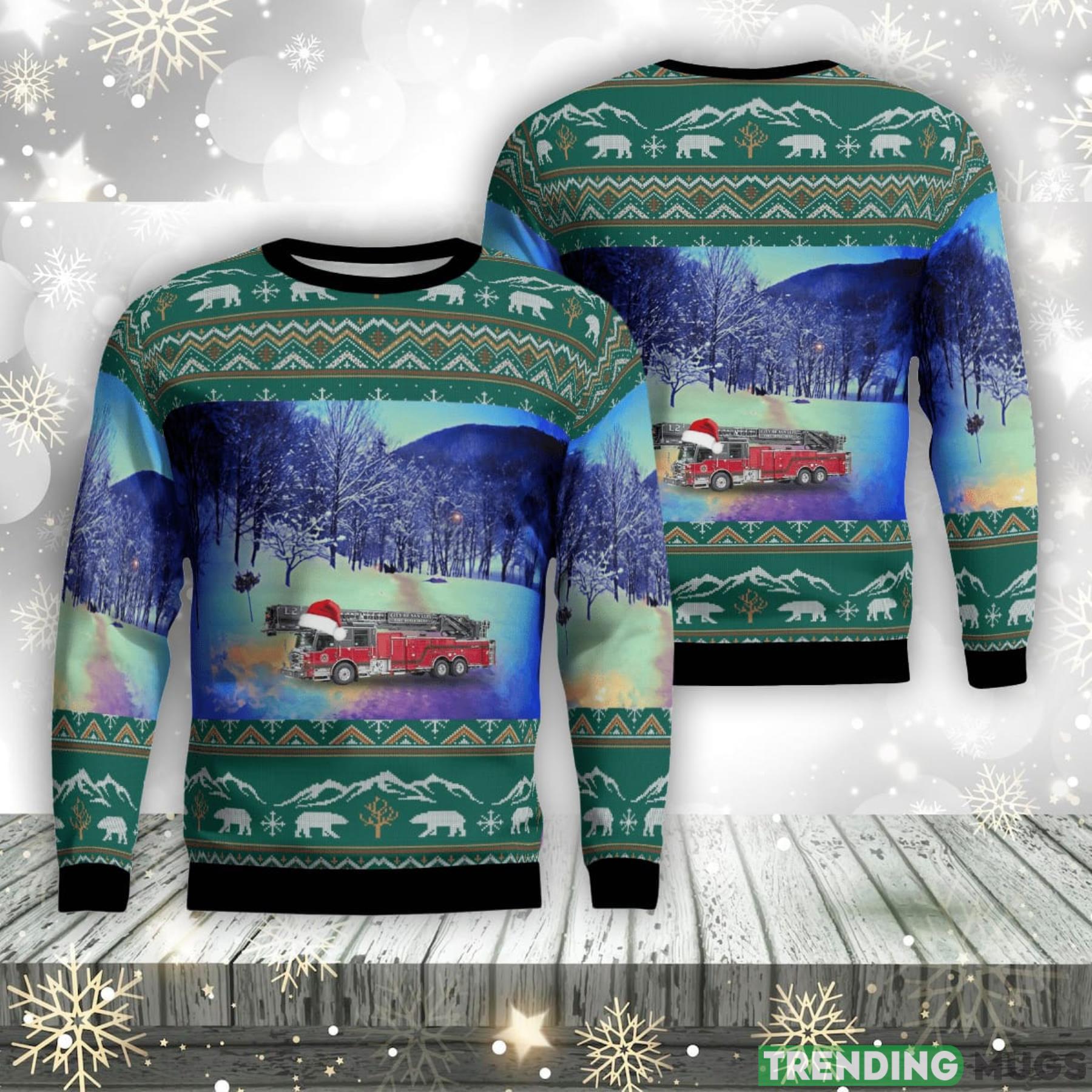 San Luis, Arizona, San Luis Fire Department Christmas AOP Ugly Sweater Christmas Gift Product Photo 1 San Luis, Arizona, San Luis Fire Department Christmas AOP Ugly Sweater Christmas Gift Product Photo 1