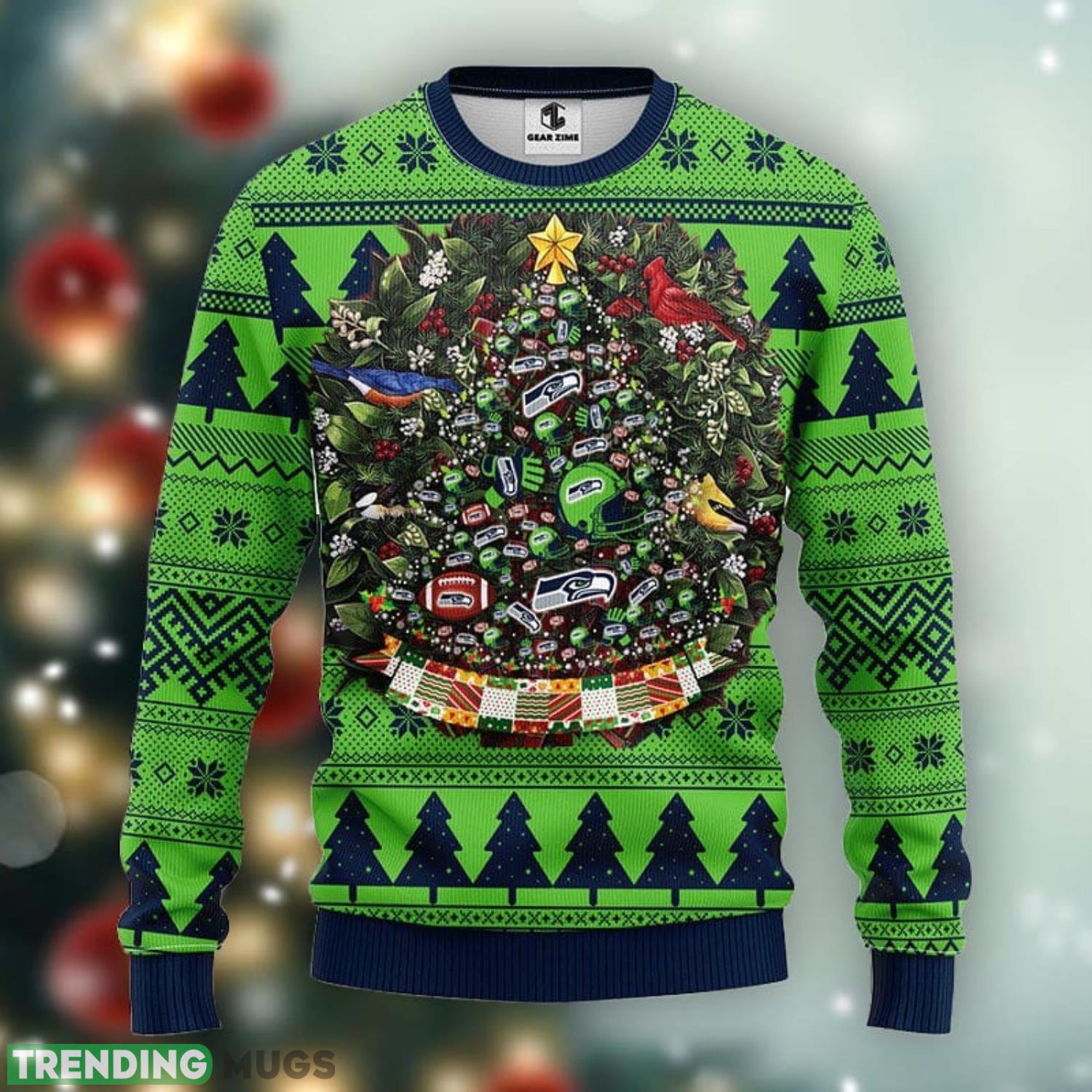 Seattle Seahawks Tree Ball Christmas Ugly Sweater Christmas Gift Ideas For Fans Product Photo 1 Seattle Seahawks Tree Ball Christmas Ugly Sweater Christmas Gift Ideas For Fans Product Photo 1