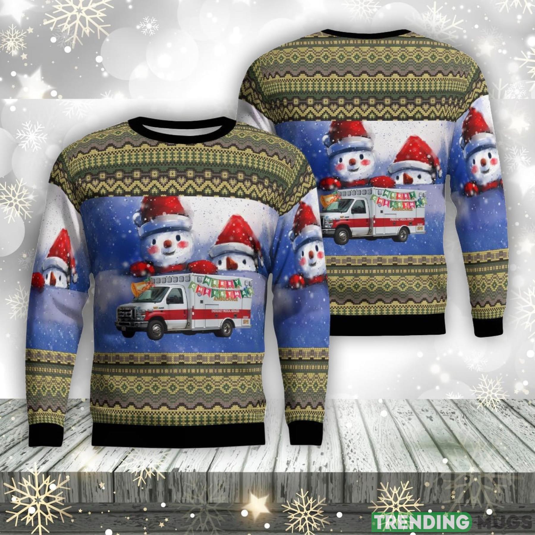 Shenandoah, Pennsylvania, Shenandoah Community Ambulance AOP Ugly Sweater Christmas Gift Product Photo 1 Shenandoah, Pennsylvania, Shenandoah Community Ambulance AOP Ugly Sweater Christmas Gift Product Photo 1