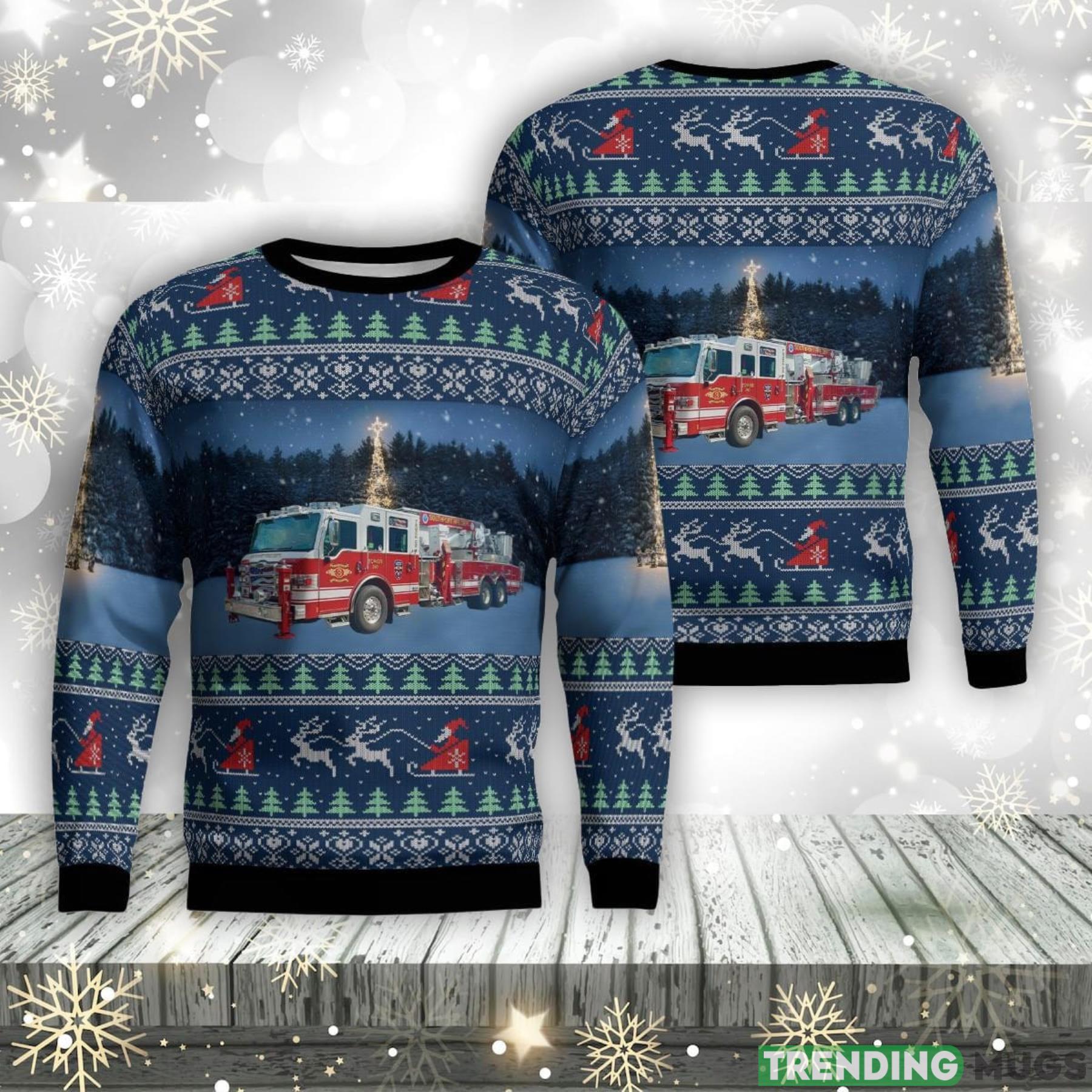 Southport, North Carolina, Southport Fire Department St.3-2 Caswell Beach Substation AOP Ugly Sweater Christmas Gift Product Photo 1 Southport, North Carolina, Southport Fire Department St.3-2 Caswell Beach Substation AOP Ugly Sweater Christmas Gift Product Photo 1