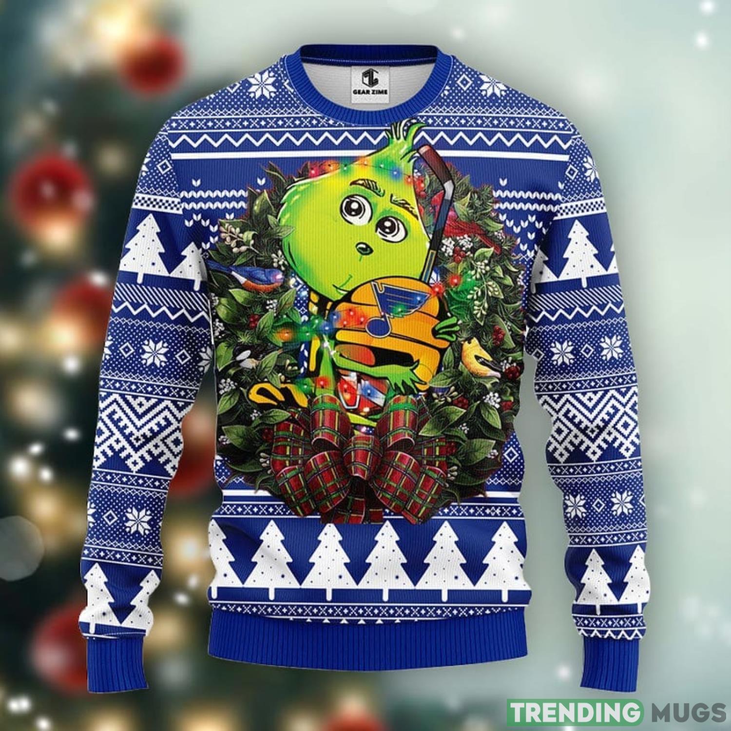 St. Louis Blues Grinch Hug Christmas Ugly Sweater 3D Christmas Xmas Sweater Product Photo 1