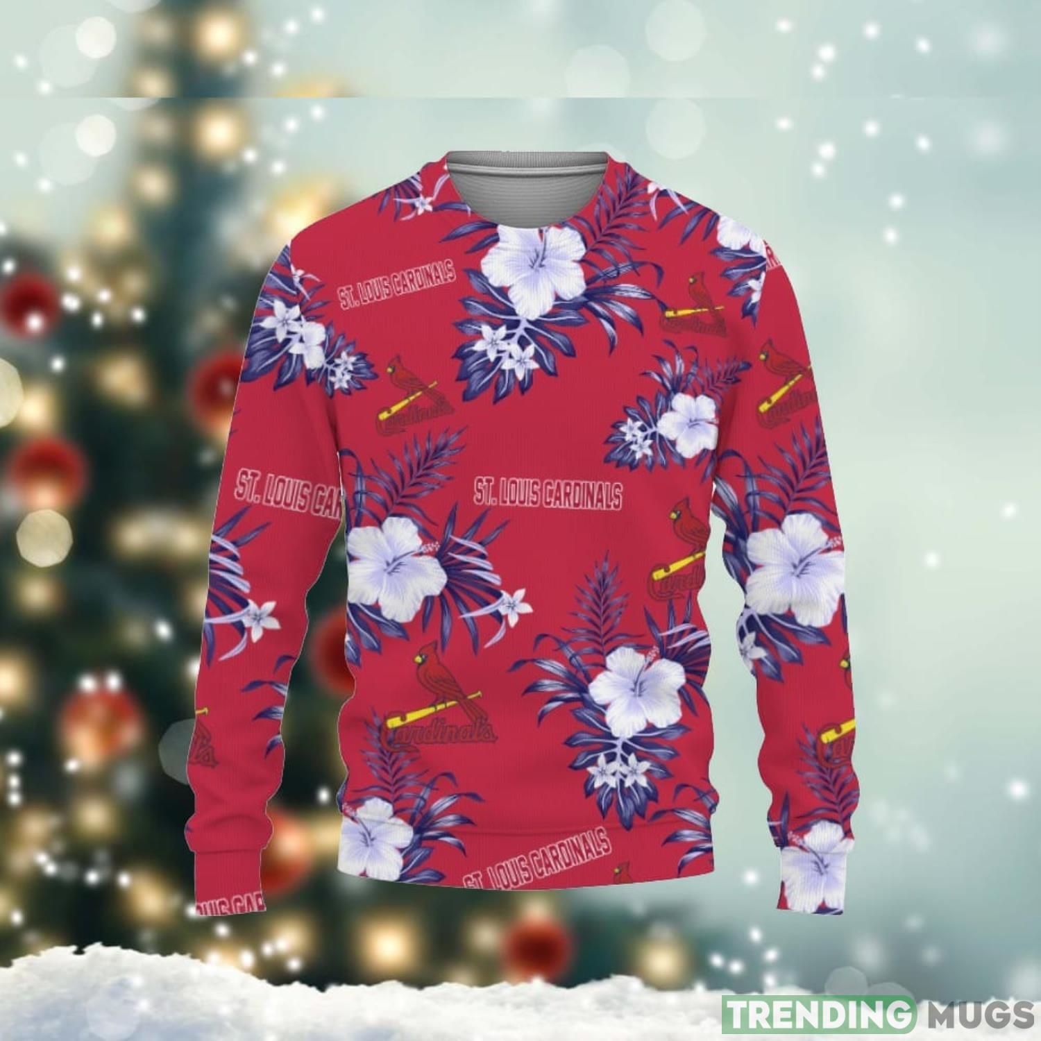 St. Louis Cardinals Tropical Flower Pattern 3D Sweater Product Photo 1 St. Louis Cardinals Tropical Flower Pattern 3D Sweater Product Photo 1