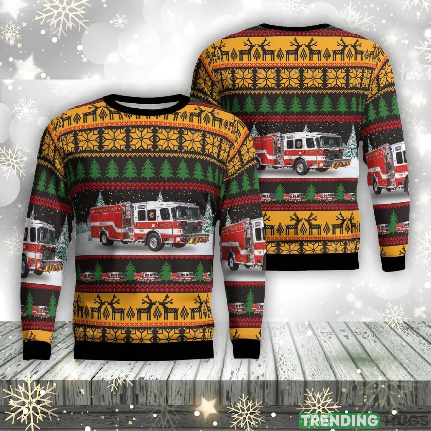 Stuart, Florida, Martin County Fire Rescue AOP Ugly Sweater Christmas Gift Product Photo 1 Stuart, Florida, Martin County Fire Rescue AOP Ugly Sweater Christmas Gift Product Photo 1