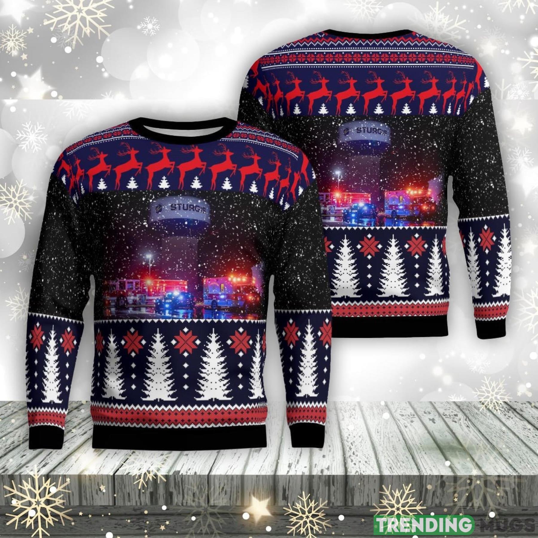 Sturgis, Michigan, Sturgis Department of Public Safety AOP Ugly Sweater Christmas Gift Product Photo 1 Sturgis, Michigan, Sturgis Department of Public Safety AOP Ugly Sweater Christmas Gift Product Photo 1