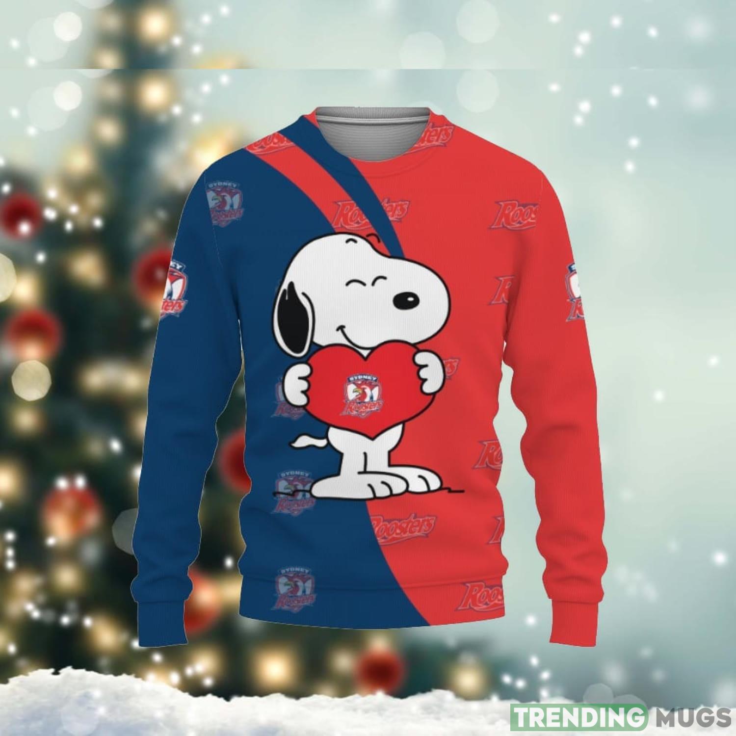 Sydney Roosters Snoopy Cute Heart American Sports Team Sweatshirt 3D Sweater Unisex Christmas Gift Product Photo 1 Sydney Roosters Snoopy Cute Heart American Sports Team Sweatshirt 3D Sweater Unisex Christmas Gift Product Photo 1
