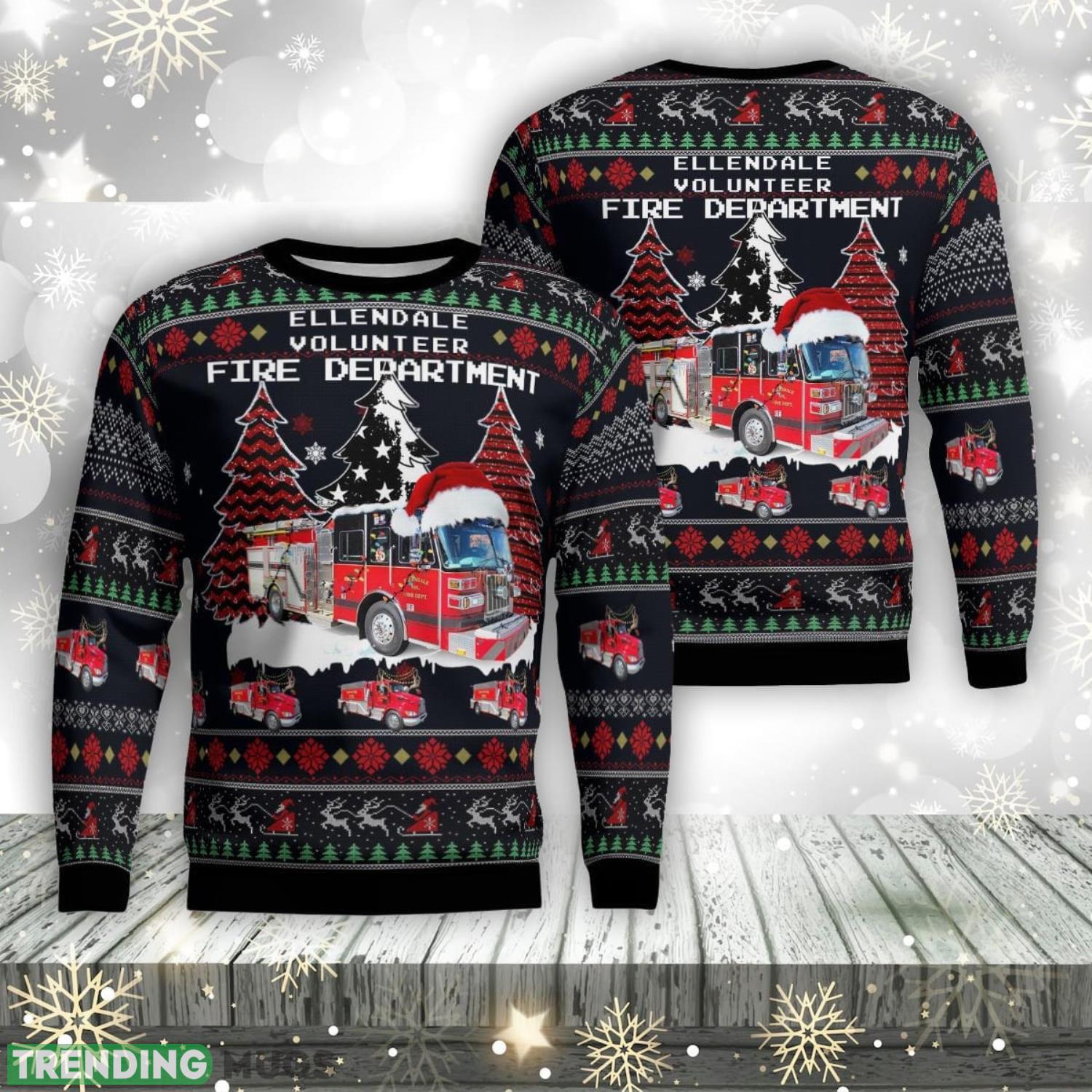 Taylorsville, North Carolina, Ellendale Volunteer Fire Department AOP Ugly Sweater Xmas Christmas Gift Product Photo 1 Taylorsville, North Carolina, Ellendale Volunteer Fire Department AOP Ugly Sweater Xmas Christmas Gift Product Photo 1