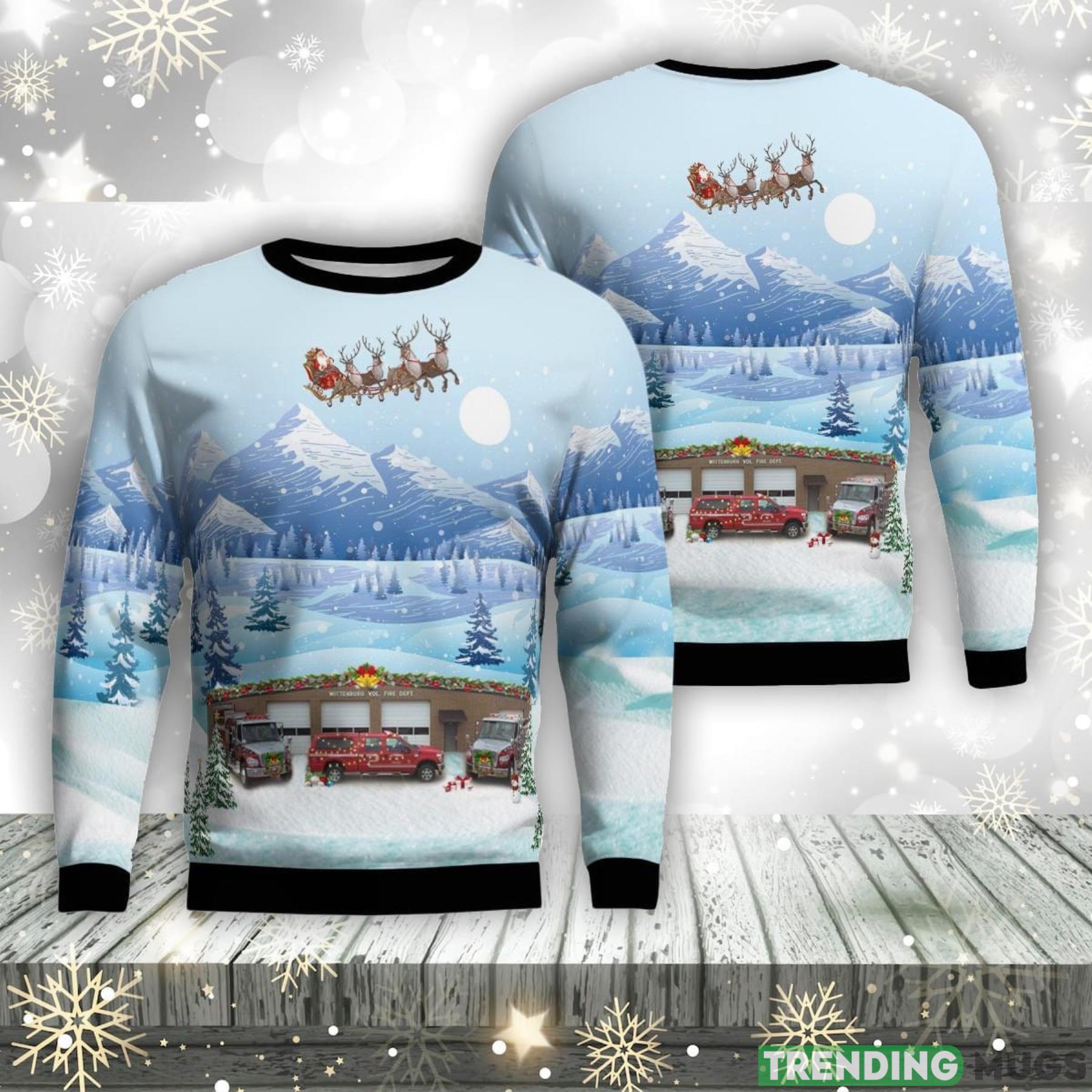 Taylorsville, North Carolina, Wittenburg Fire Department AOP Ugly Sweater Christmas Gift Product Photo 1 Taylorsville, North Carolina, Wittenburg Fire Department AOP Ugly Sweater Christmas Gift Product Photo 1