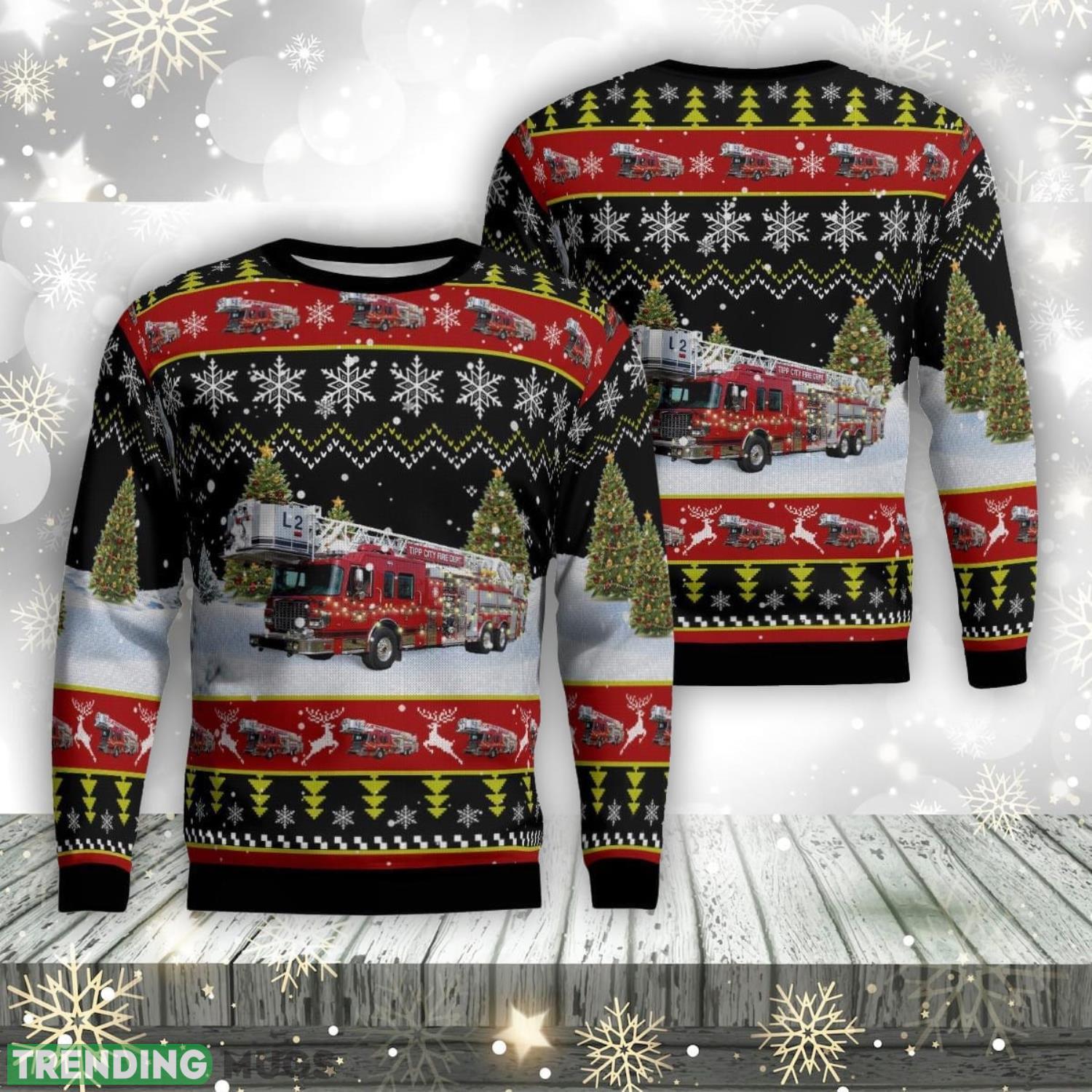 Tipp City, Ohio, Tipp City Fire Department AOP Ugly Sweater Christmas Gift Product Photo 1 Tipp City, Ohio, Tipp City Fire Department AOP Ugly Sweater Christmas Gift Product Photo 1