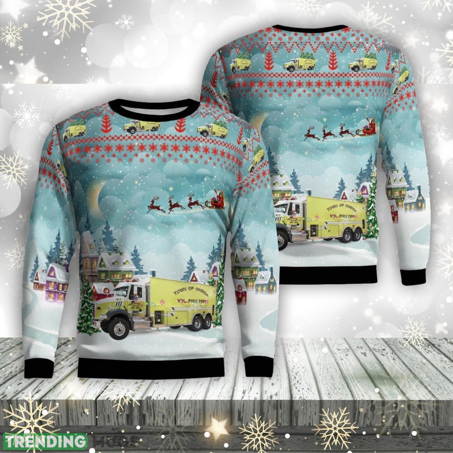 Town of Oneida Volunteer Fire Department, Oneida, Wisconsin Christmas AOP Ugly Sweater Christmas Gift Product Photo 1 Town of Oneida Volunteer Fire Department, Oneida, Wisconsin Christmas AOP Ugly Sweater Christmas Gift Product Photo 1