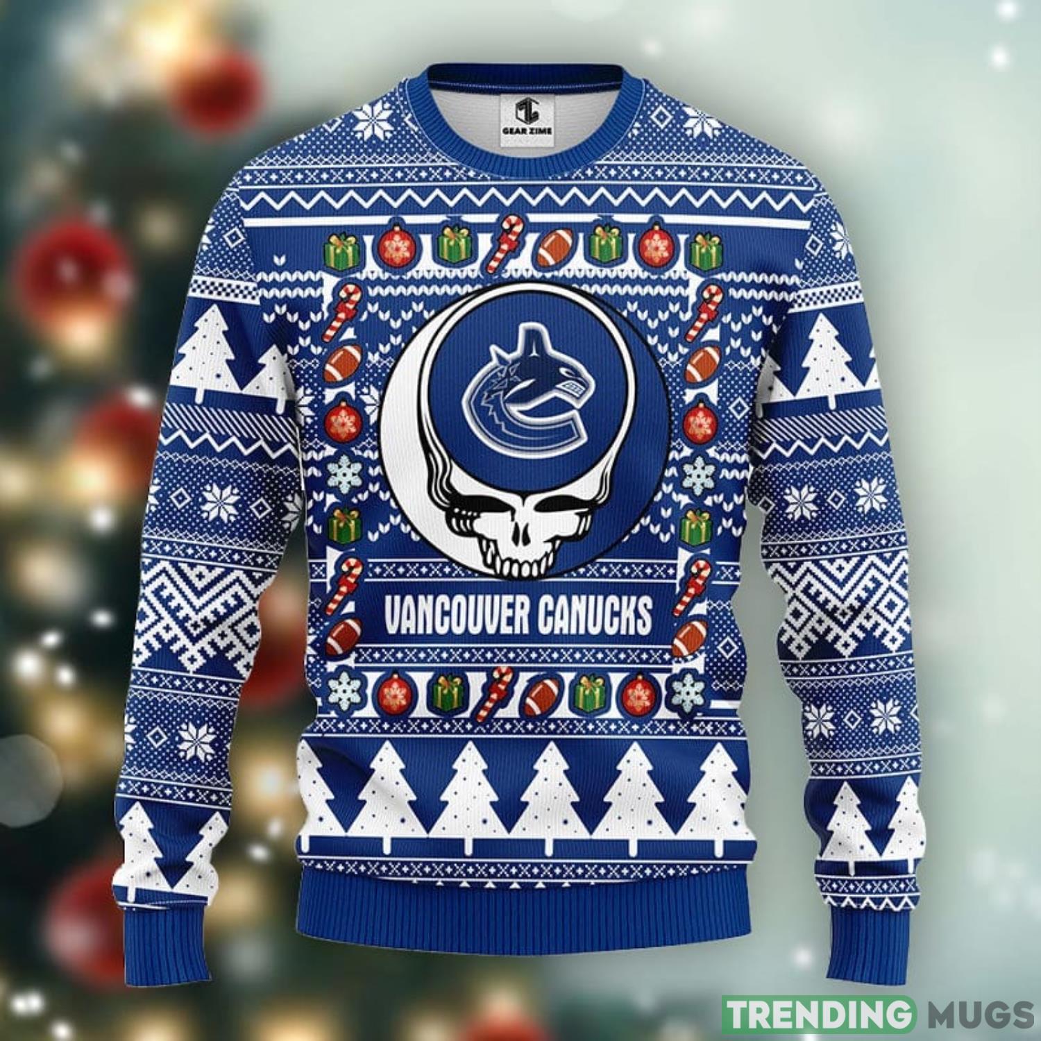 Vancouver Canucks Grateful Dead Ugly Christmas Sweater Warm Gift For Christmas Product Photo 1 Vancouver Canucks Grateful Dead Ugly Christmas Sweater Warm Gift For Christmas Product Photo 1