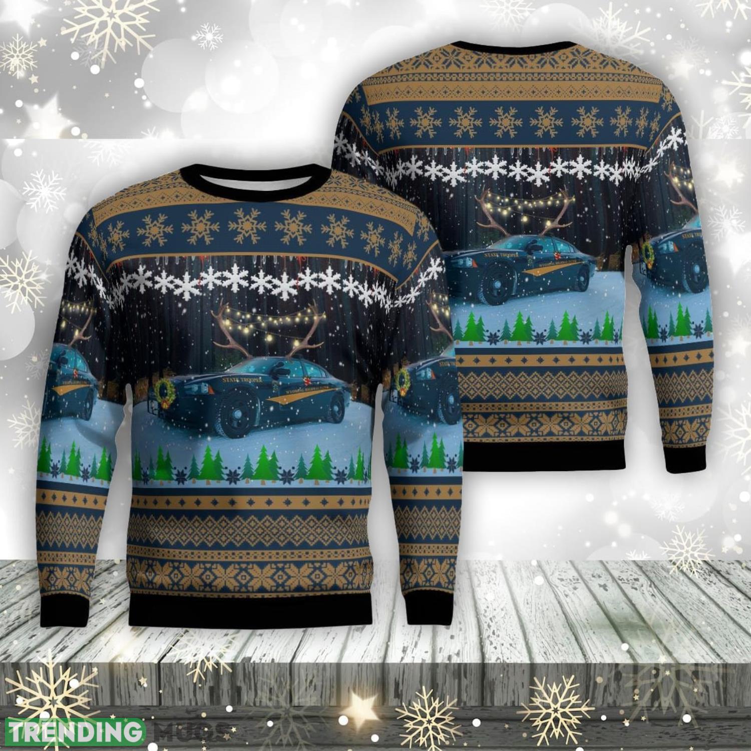 Wyoming Highway Patrol Christmas Ugly Sweater 3D Product Photo 1