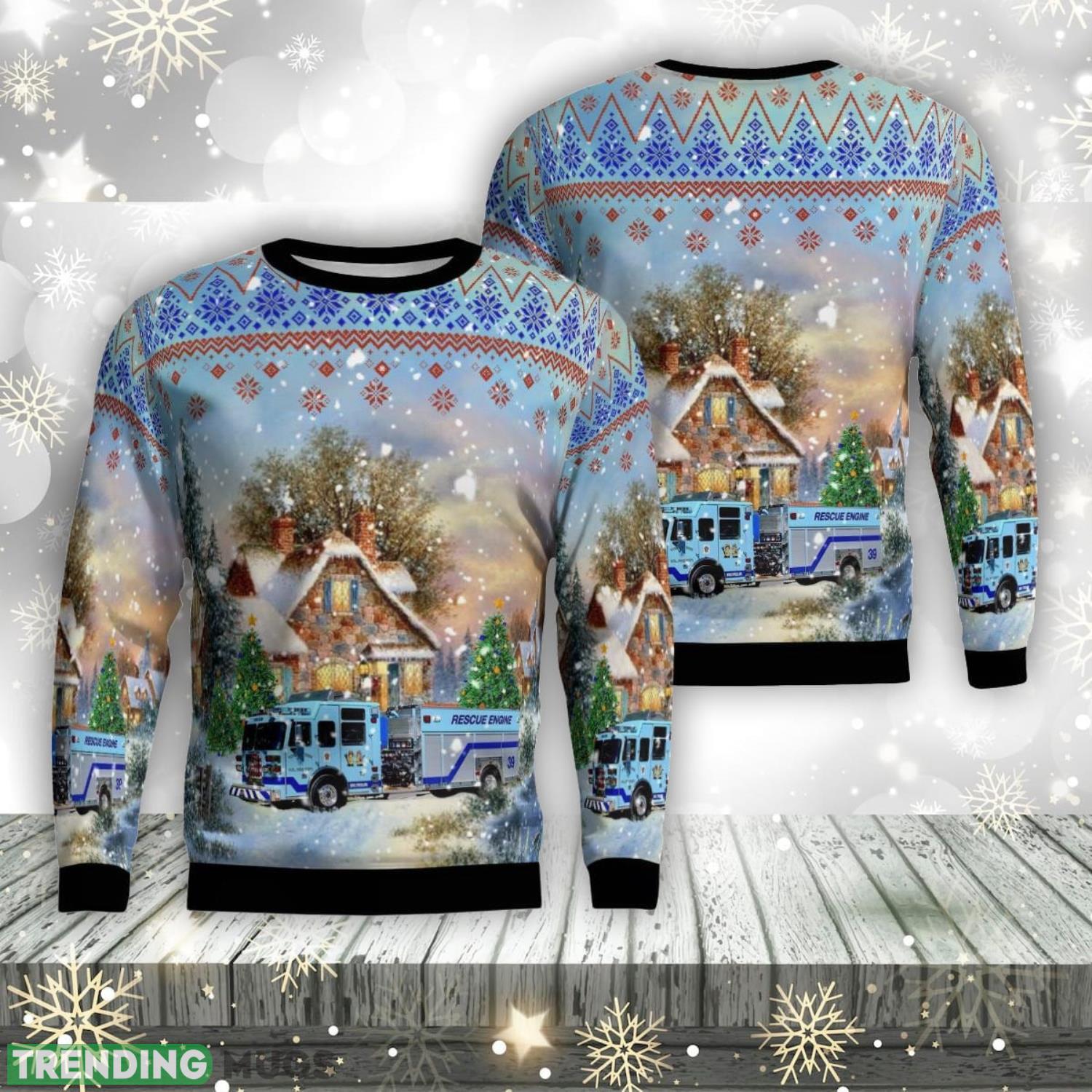 Youngstown Volunteer Fire Station 39, Youngstown, Pennsylvania Christmas AOP Ugly Sweater Product Photo 1 Youngstown Volunteer Fire Station 39, Youngstown, Pennsylvania Christmas AOP Ugly Sweater Product Photo 1